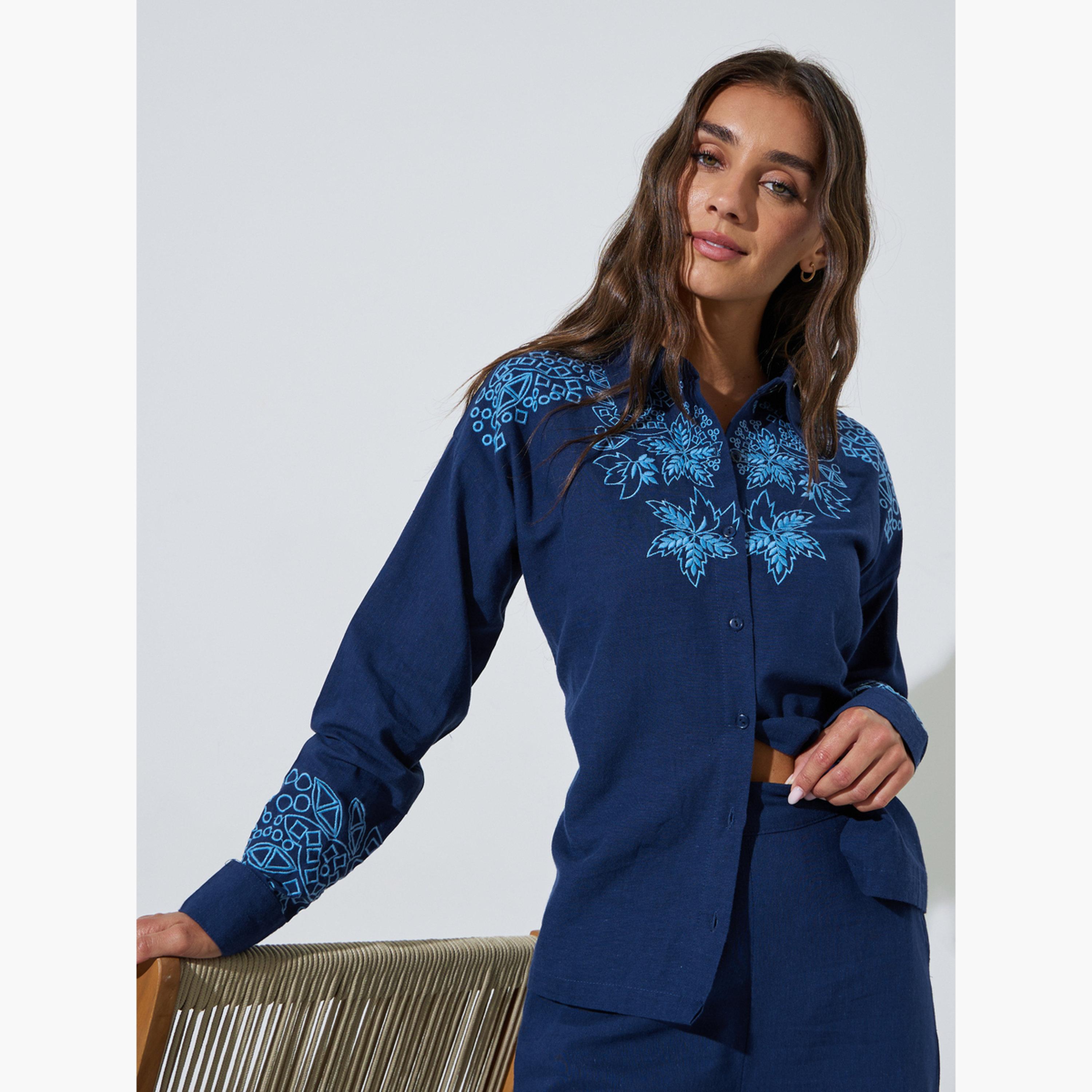 بلوزة أكمام طويلة مطرزة بقصة مريحة-women-clothing-shirtsandblouses-shirts-image-4