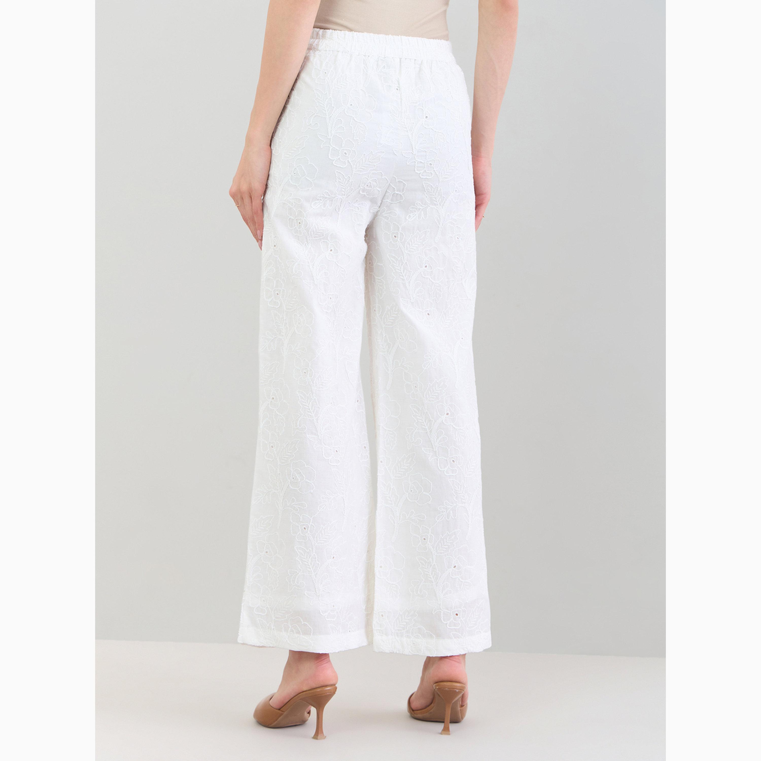 Styli Off White Embroidered Wide Leg Pants-women-clothing-bottoms-joggers-image-4