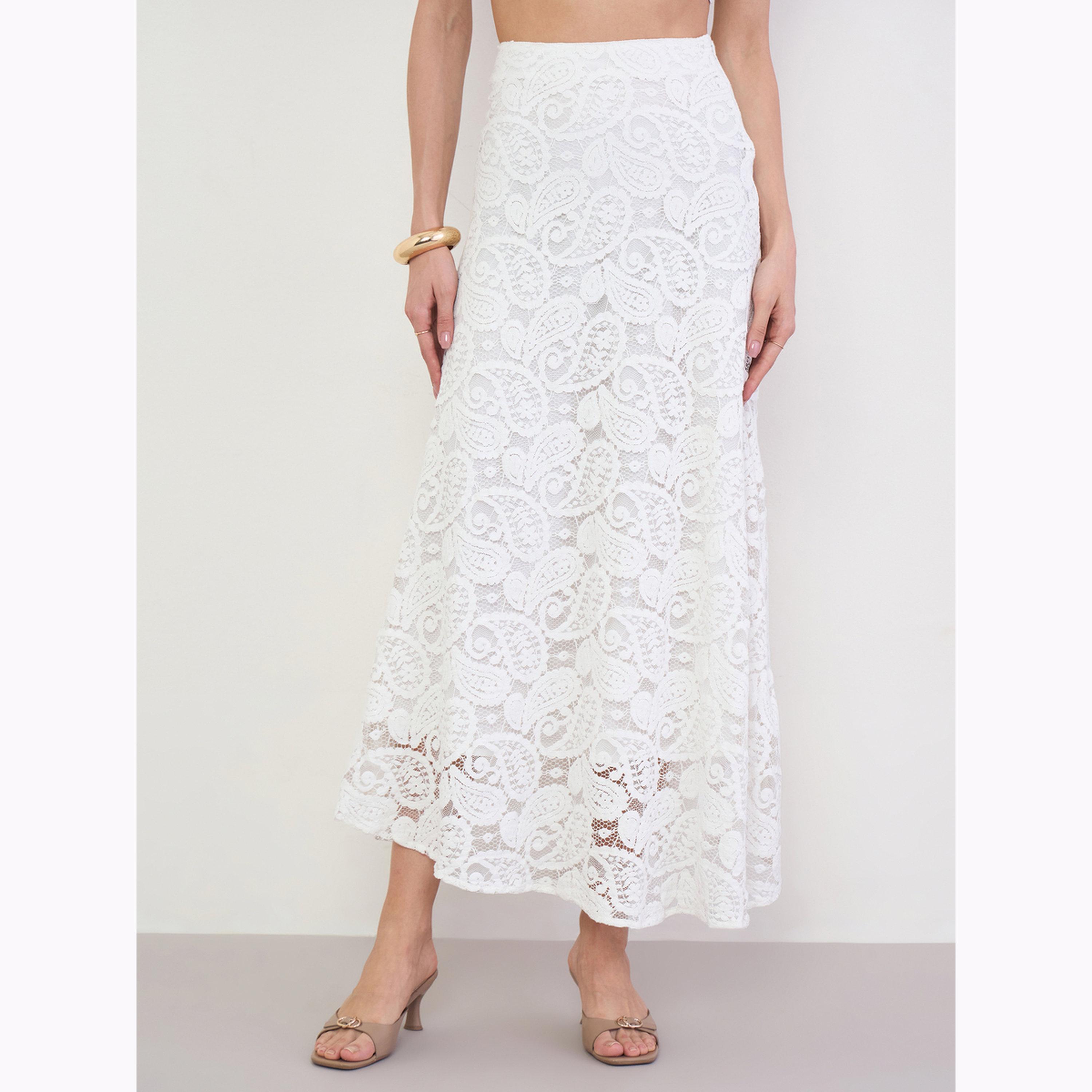 Styli Off White Paisley Lace A-Line Maxi Skirt-women-clothing-bottoms-skirts-image-1