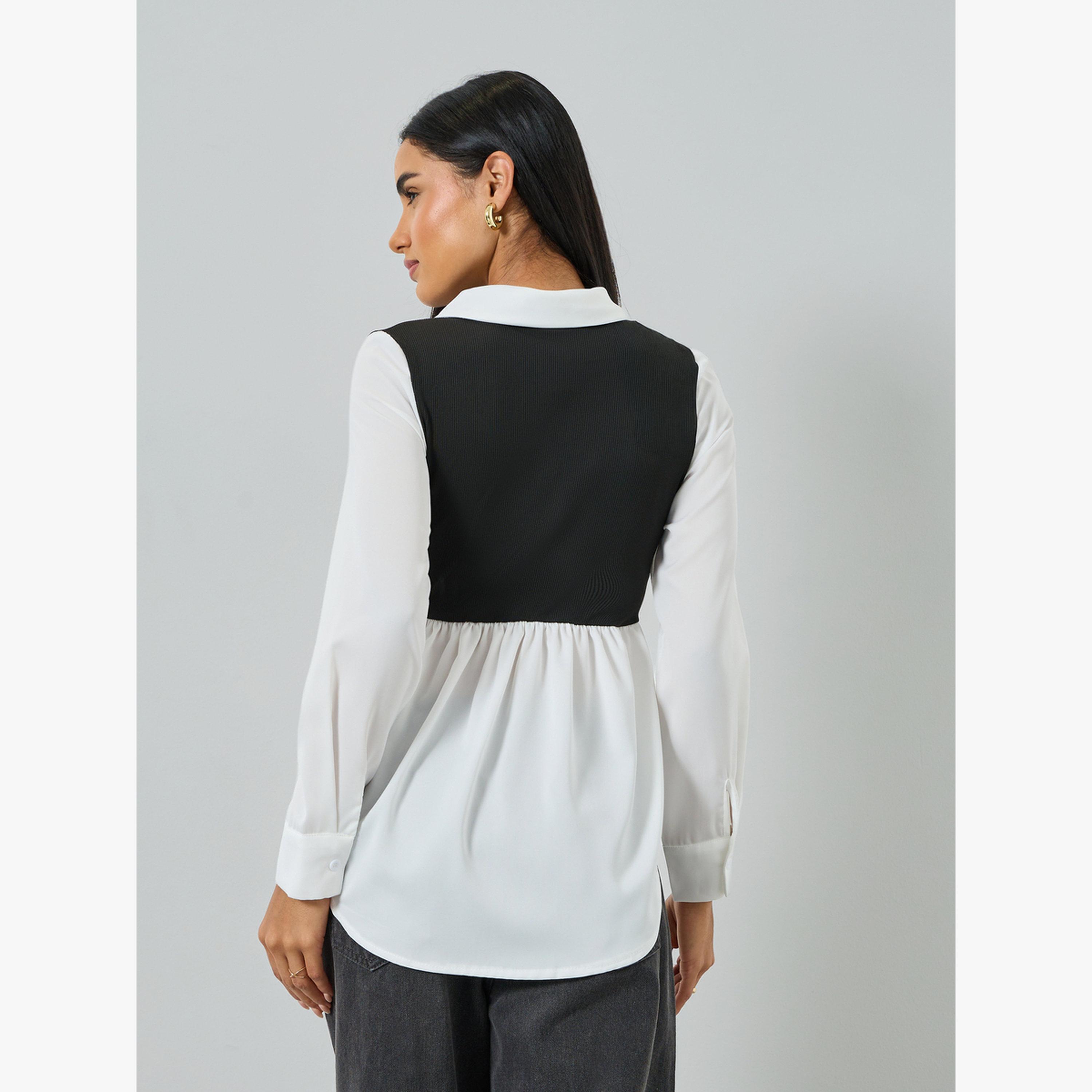 بلوزة بأكمام طويلة ونمط كتل الالوان-women-clothing-shirtsandblouses-blouses-image-3