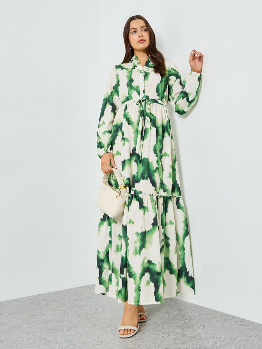 Take Two X Styli Green Floral Print Tiered Maxi Dress-women-clothing-dresses-image-1