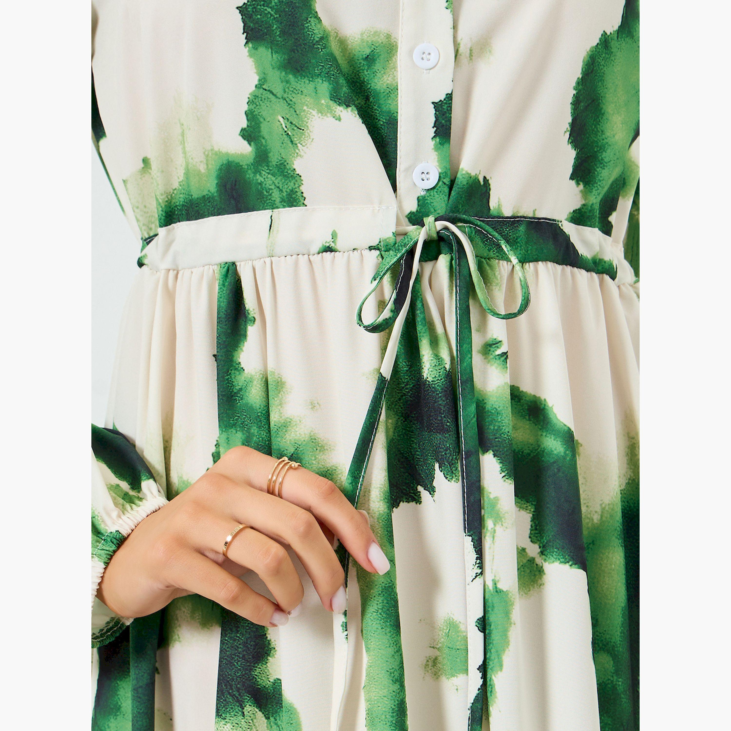 Take Two X Styli Green Floral Print Tiered Maxi Dress-women-clothing-dresses-image-4