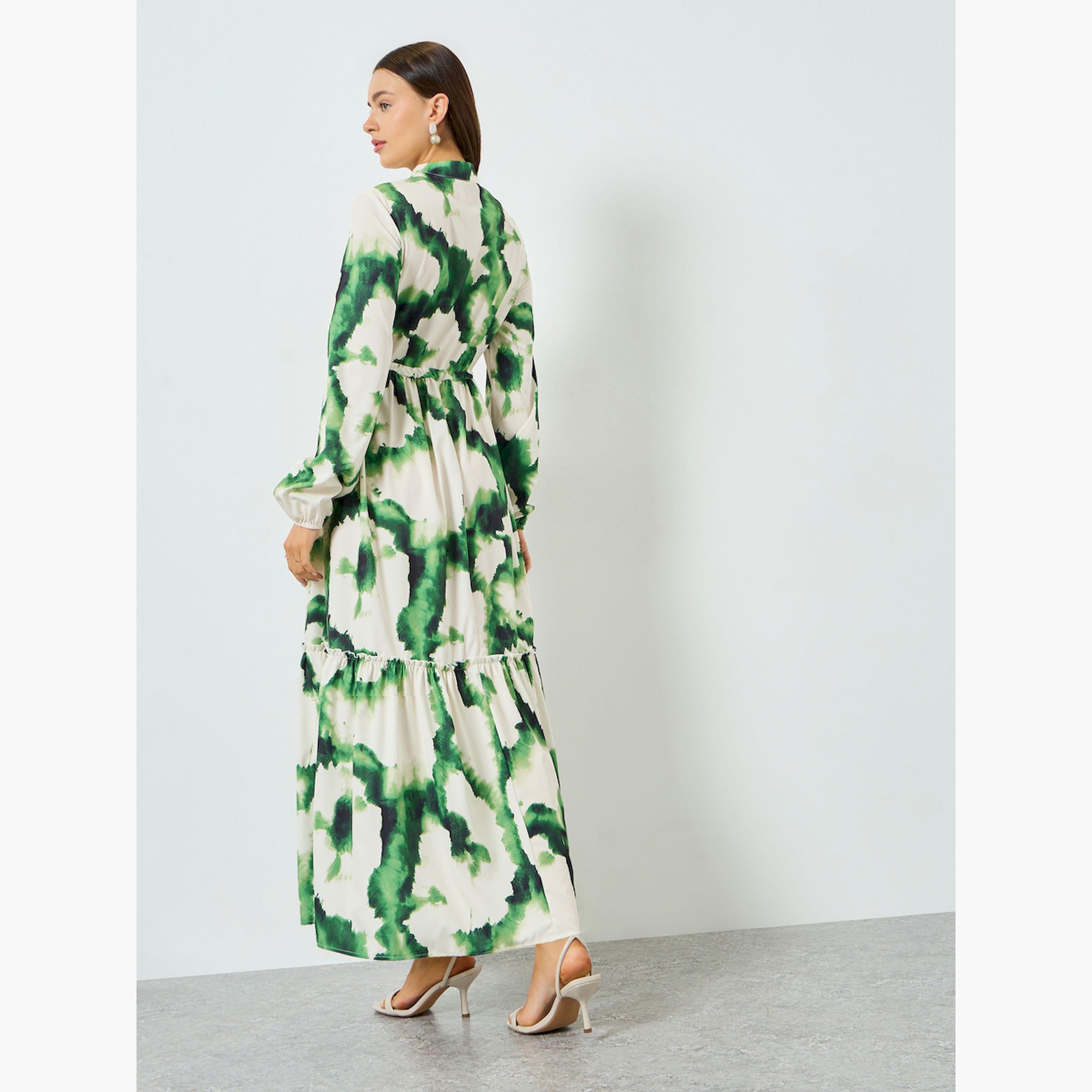 Take Two X Styli Green Floral Print Tiered Maxi Dress-women-clothing-dresses-image-5