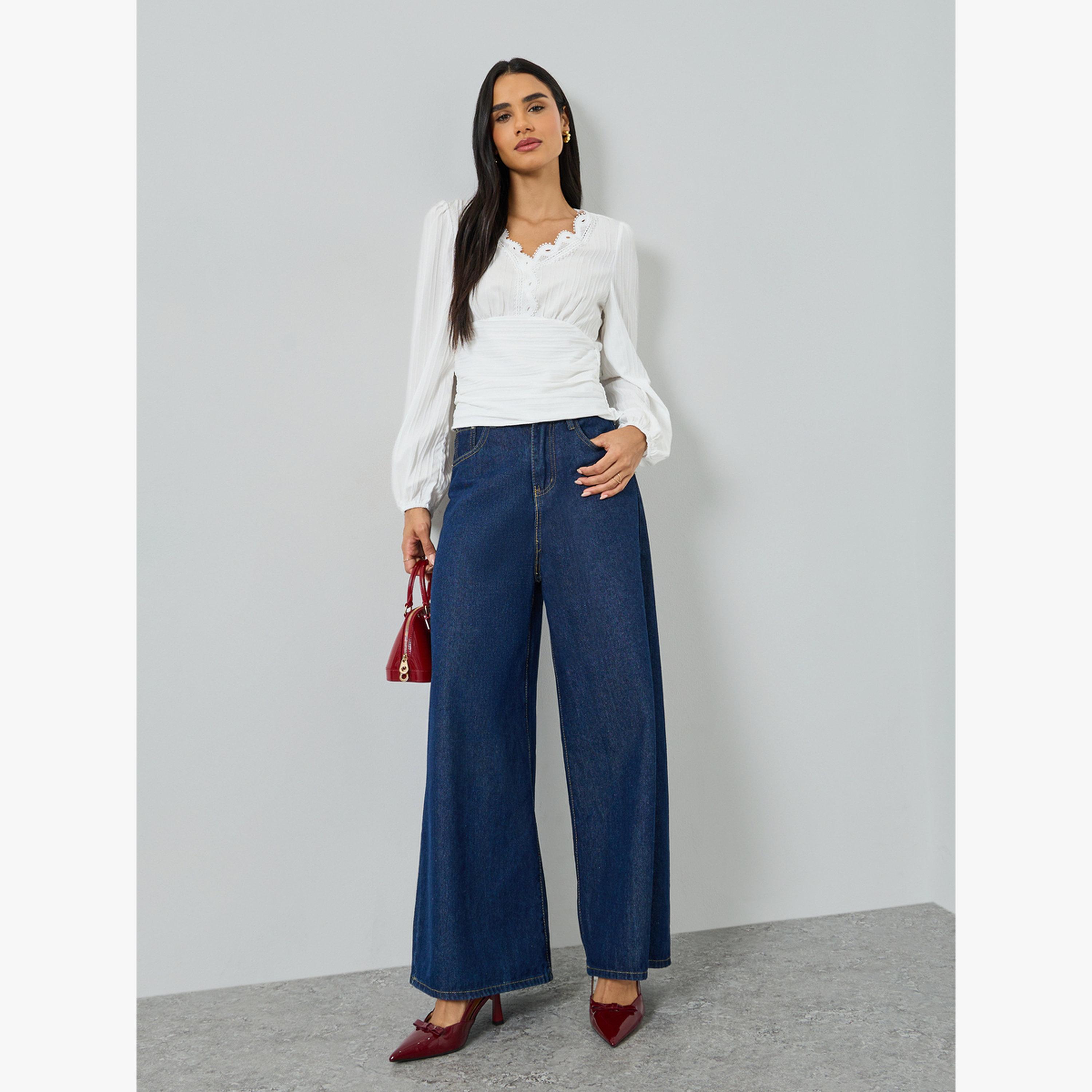 بلوزة بأكمام طويلة وحواف دانتيل-women-clothing-shirtsandblouses-blouses-image-2