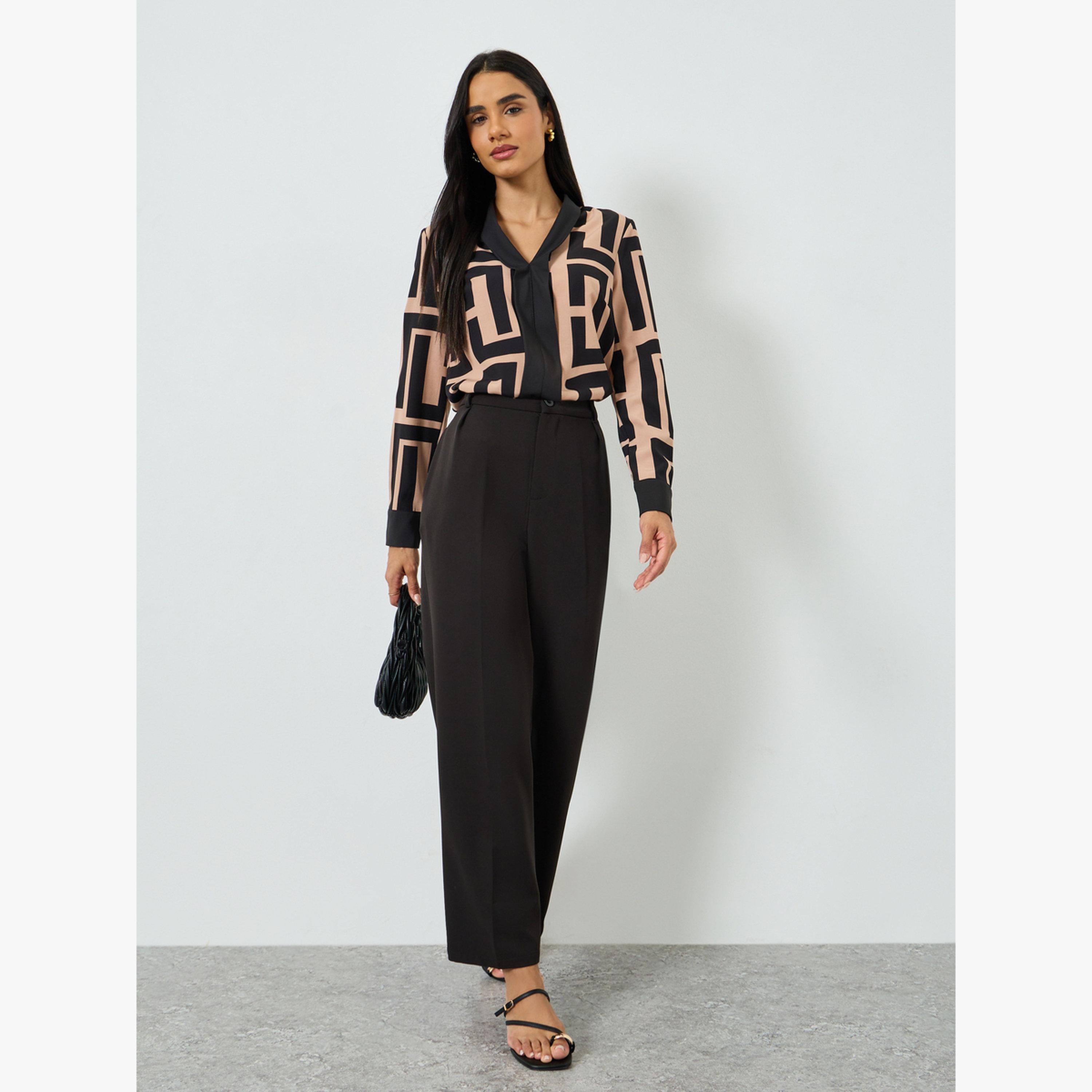 بلوزة بأكمام طويلة وطبعة هندسية-women-clothing-shirtsandblouses-blouses-image-2