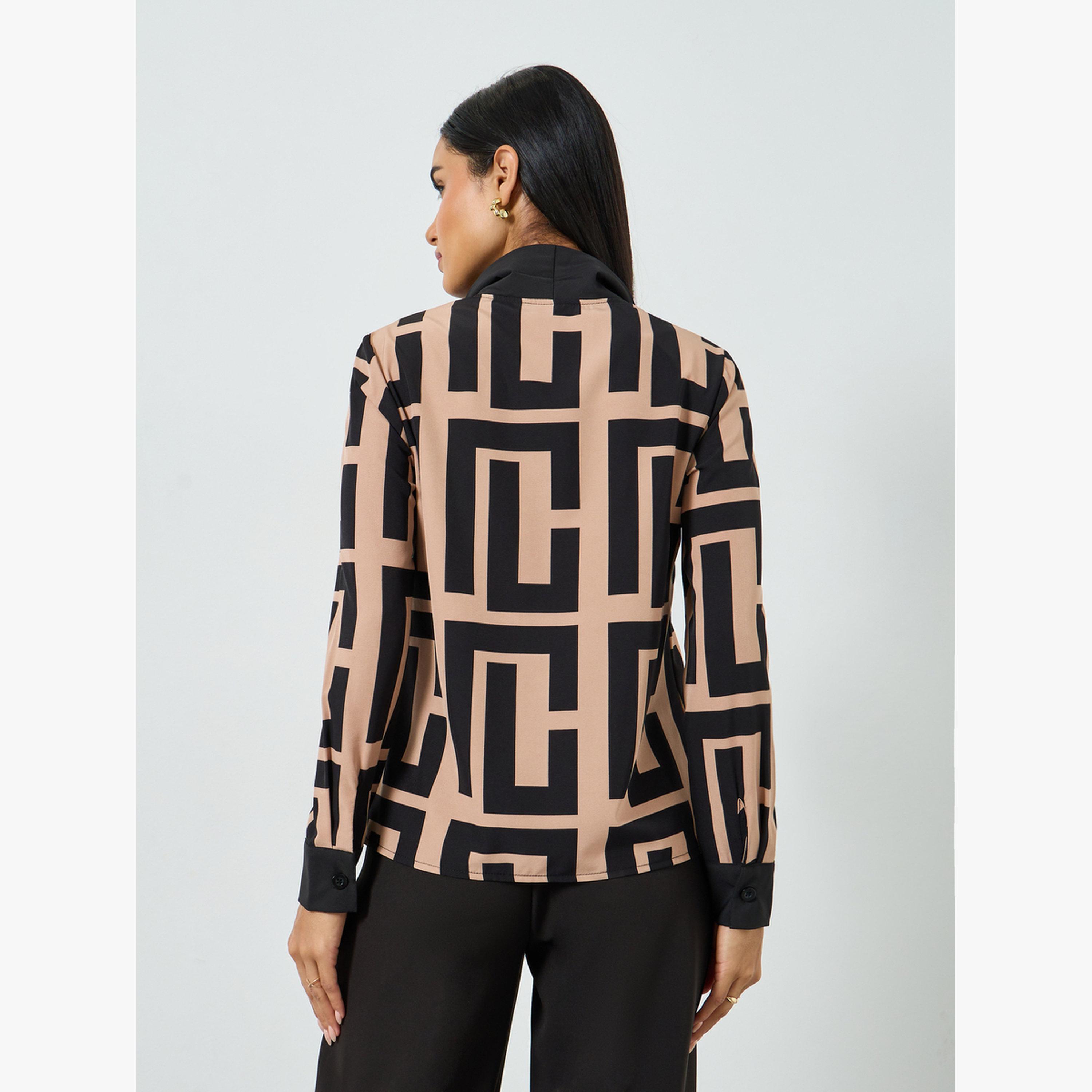 بلوزة بأكمام طويلة وطبعة هندسية-women-clothing-shirtsandblouses-blouses-image-4