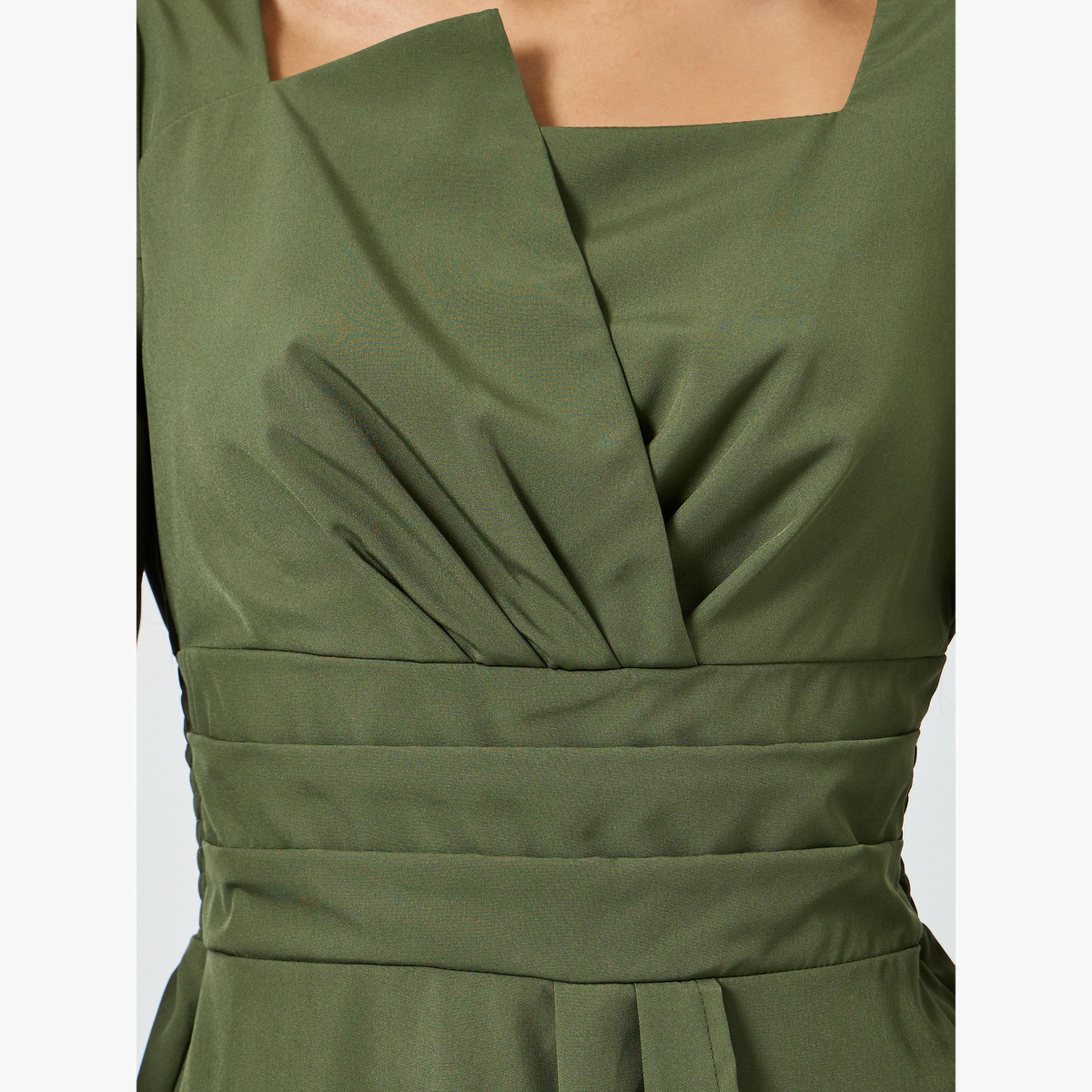 Take Two Olive Square Neck Fold Pleat Top-women-clothing-shirtsandblouses-blouses-image-4