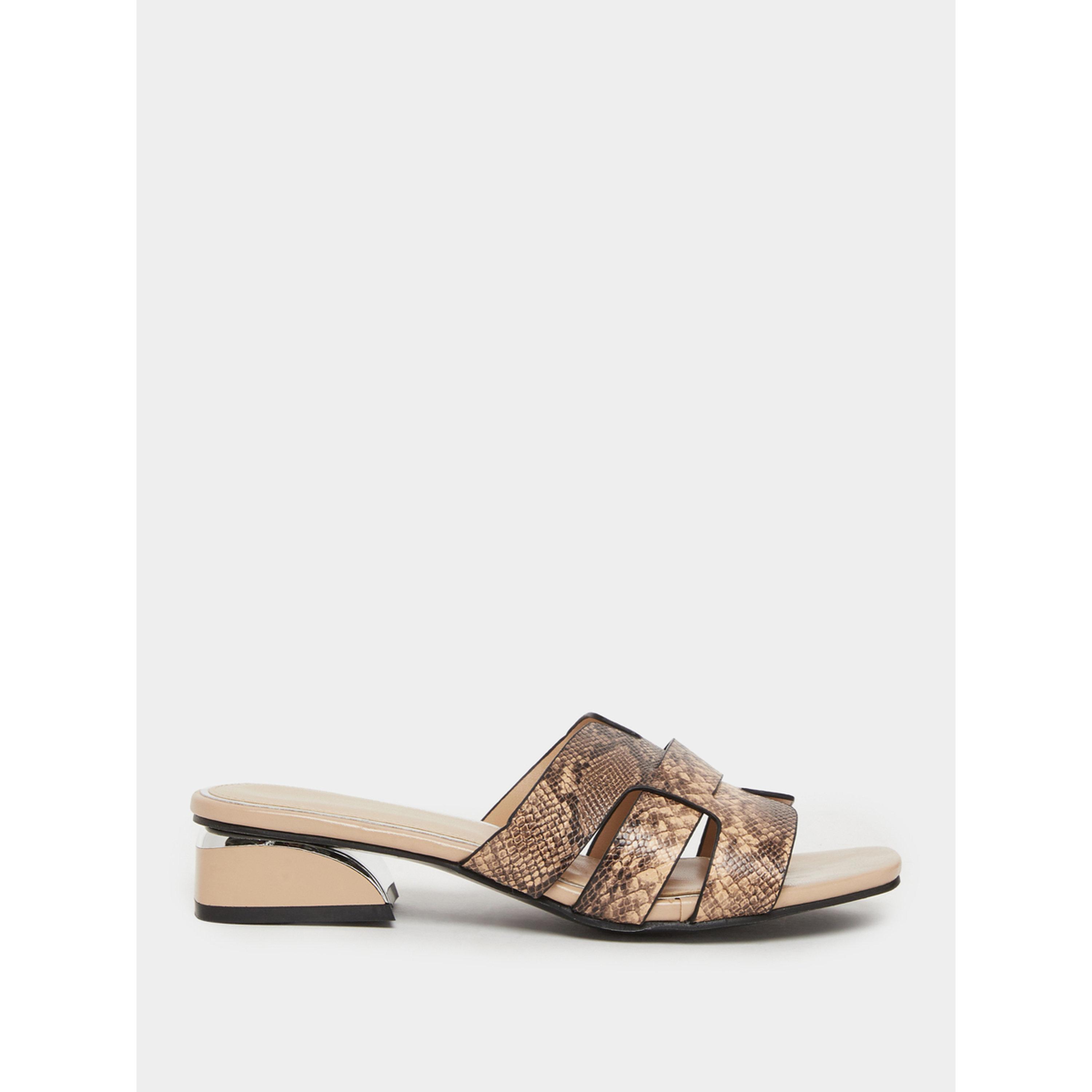 Take Two Women Beige Snake Skin Print Block Heel Sandals-women-shoes-sandals-heeled-image-2