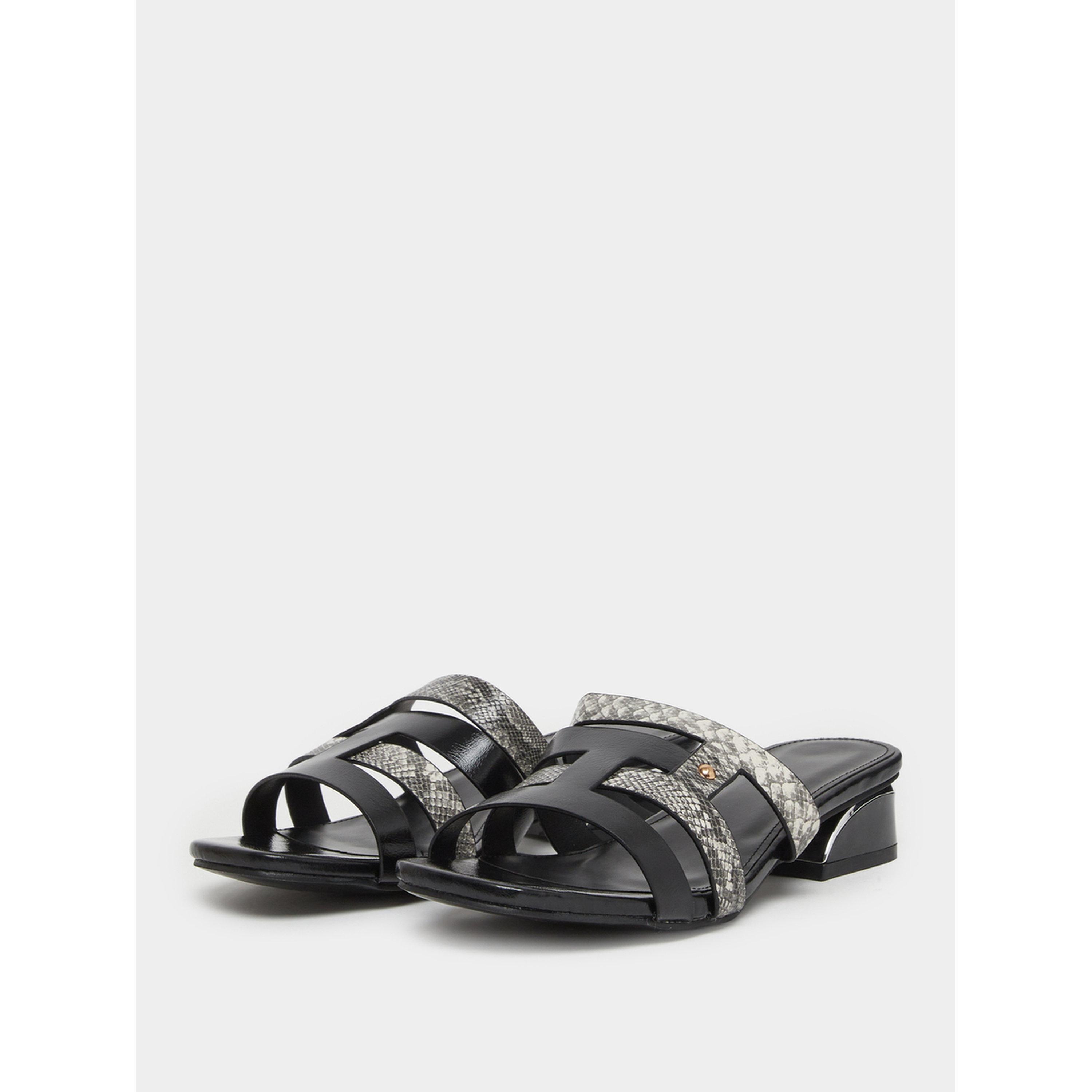 صندل نسائي أسود بنقشة جلد الثعبان وكعب سميك-women-shoes-sandals-heeled-image-1