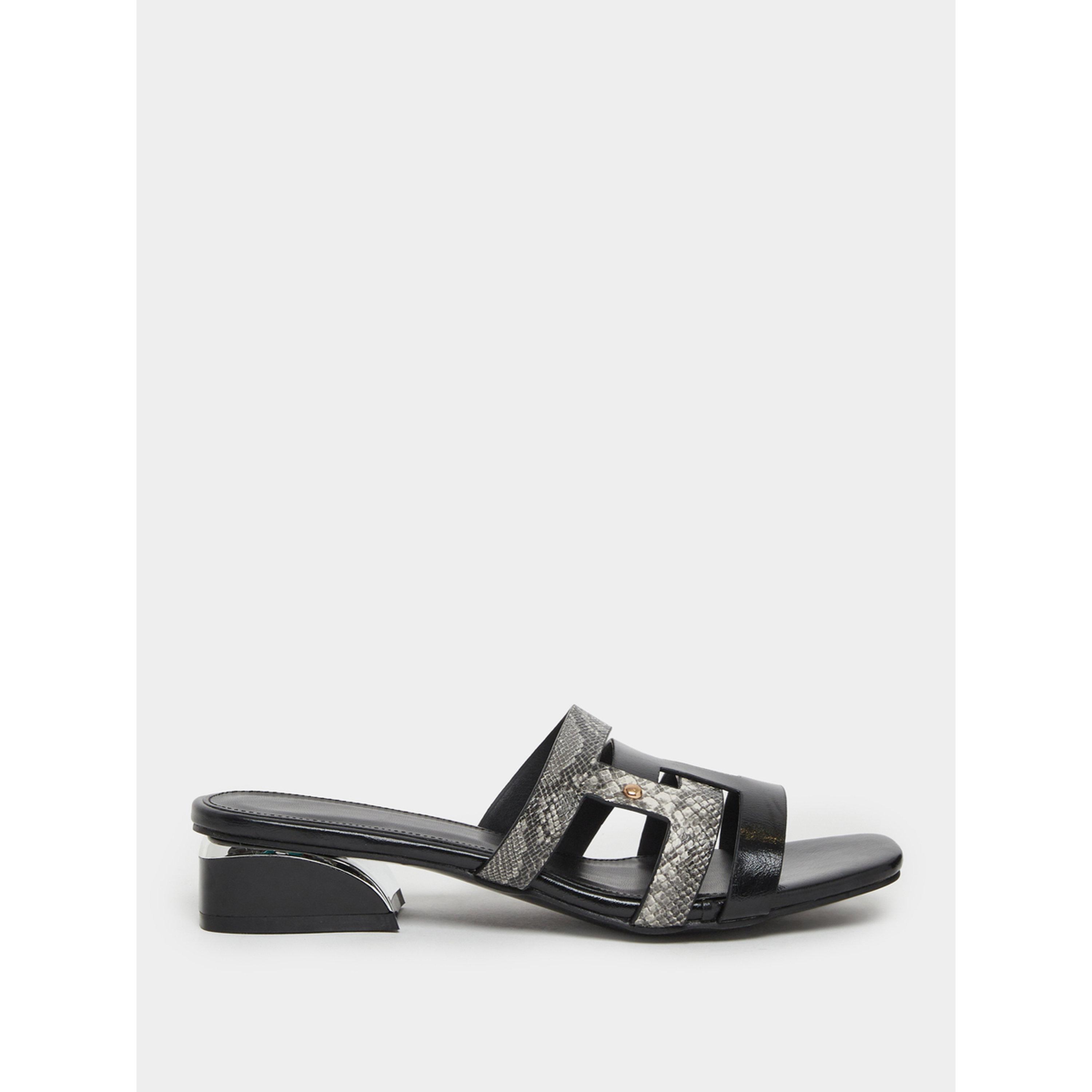 صندل نسائي أسود بنقشة جلد الثعبان وكعب سميك-women-shoes-sandals-heeled-image-2