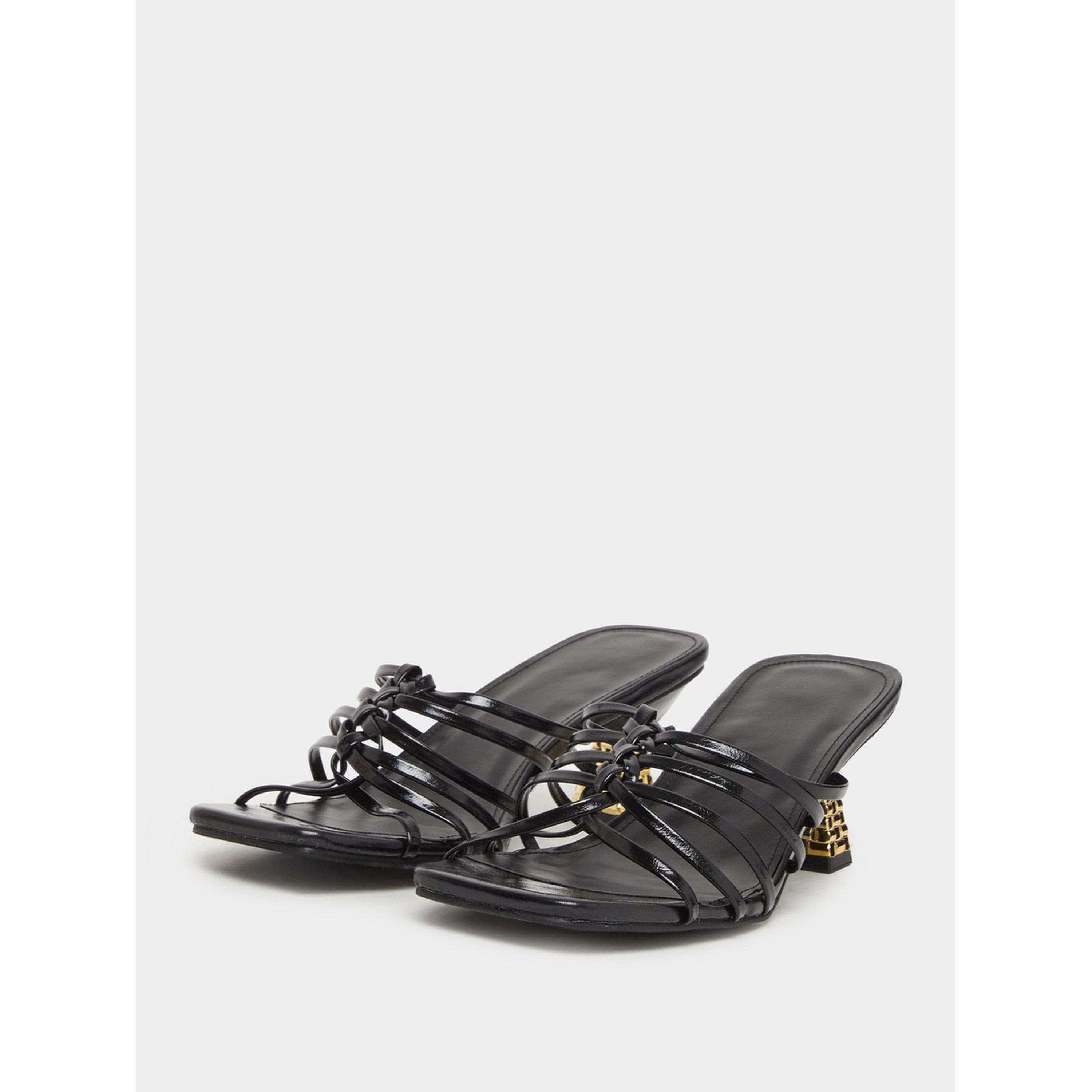 صندل نسائي أسود بسيور وكعب قصير كيتن هيل-women-shoes-sandals-heeled-image-1