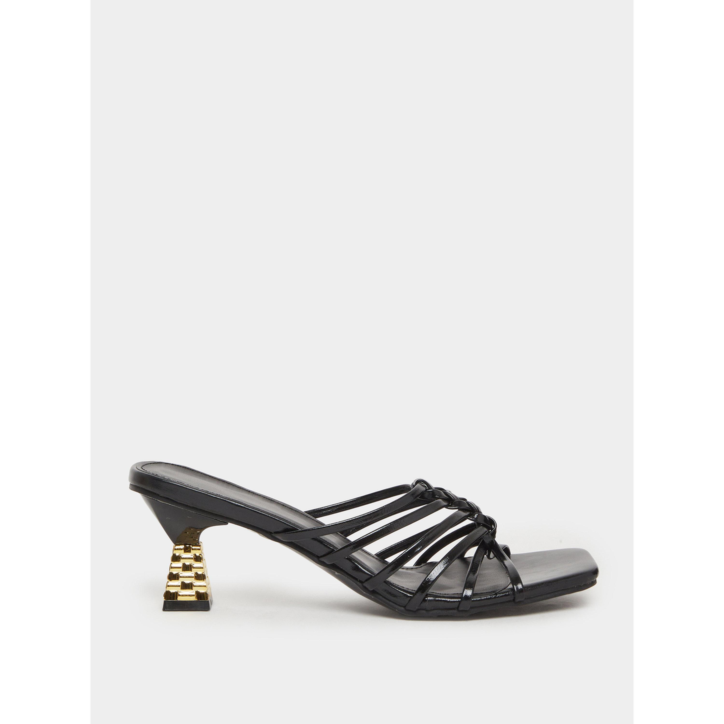 صندل نسائي أسود بسيور وكعب قصير كيتن هيل-women-shoes-sandals-heeled-image-2