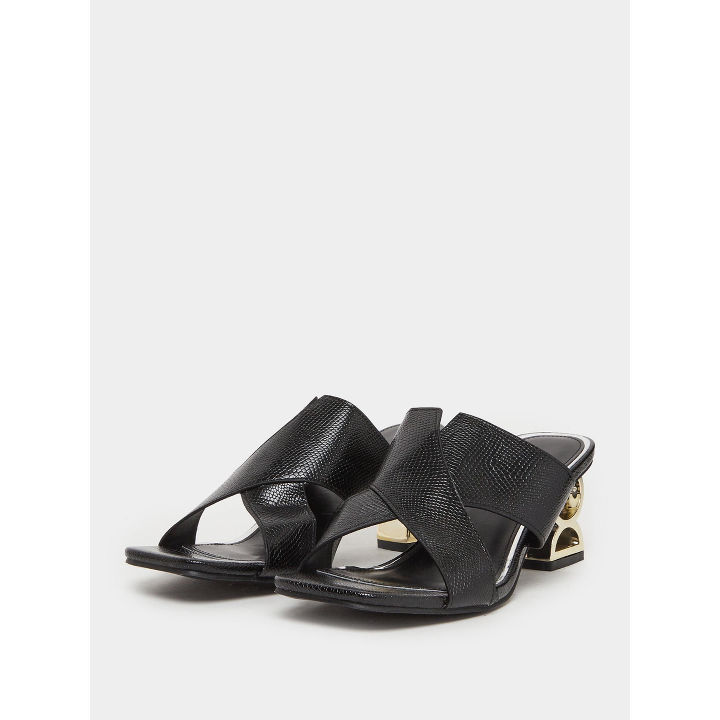 صندل نسائي أسود بقماش بارز وكعب متوسط-women-shoes-sandals-heeled-image-1