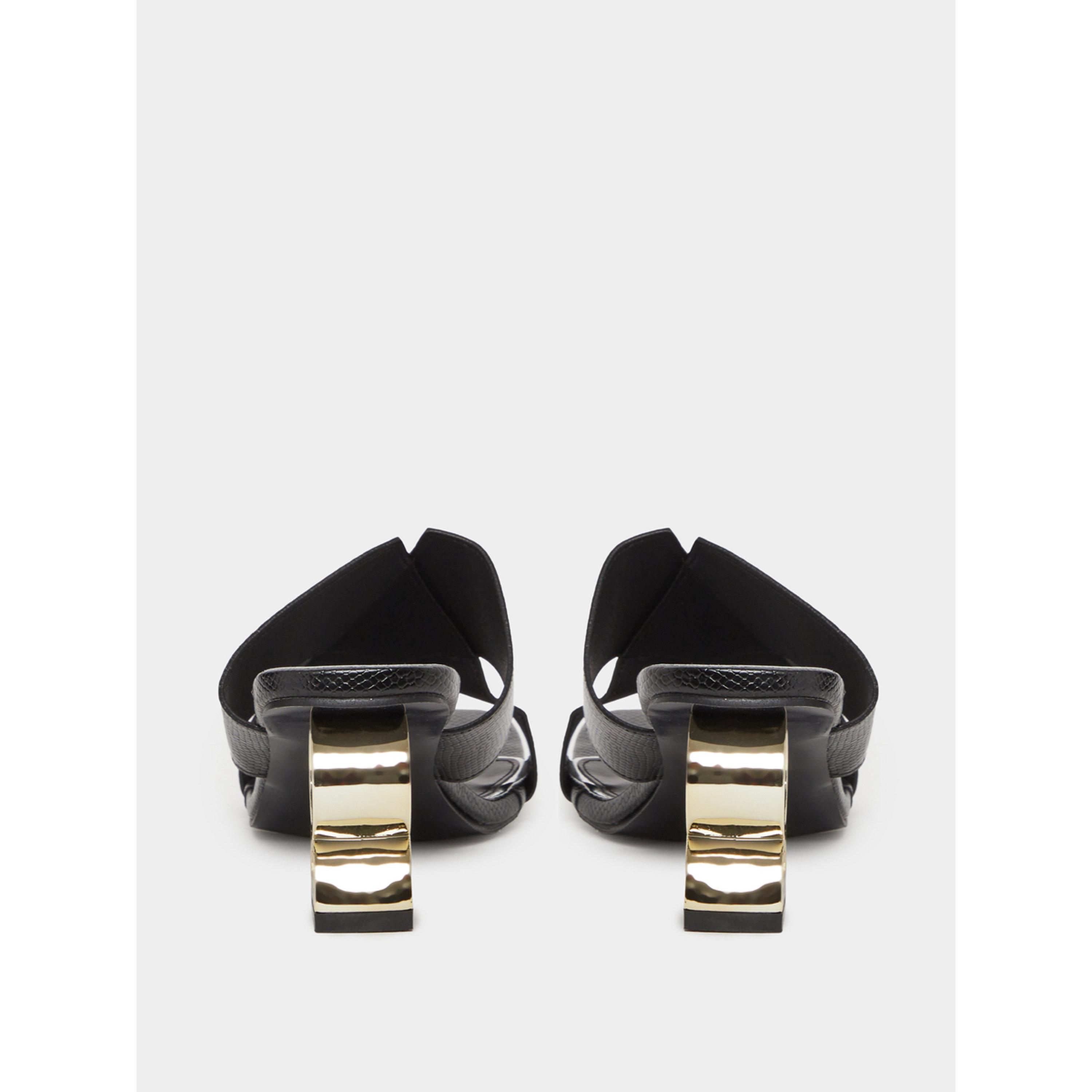 Take Two Women Black Textured Mid-Heel Sandals-women-shoes-sandals-heeled-image-4