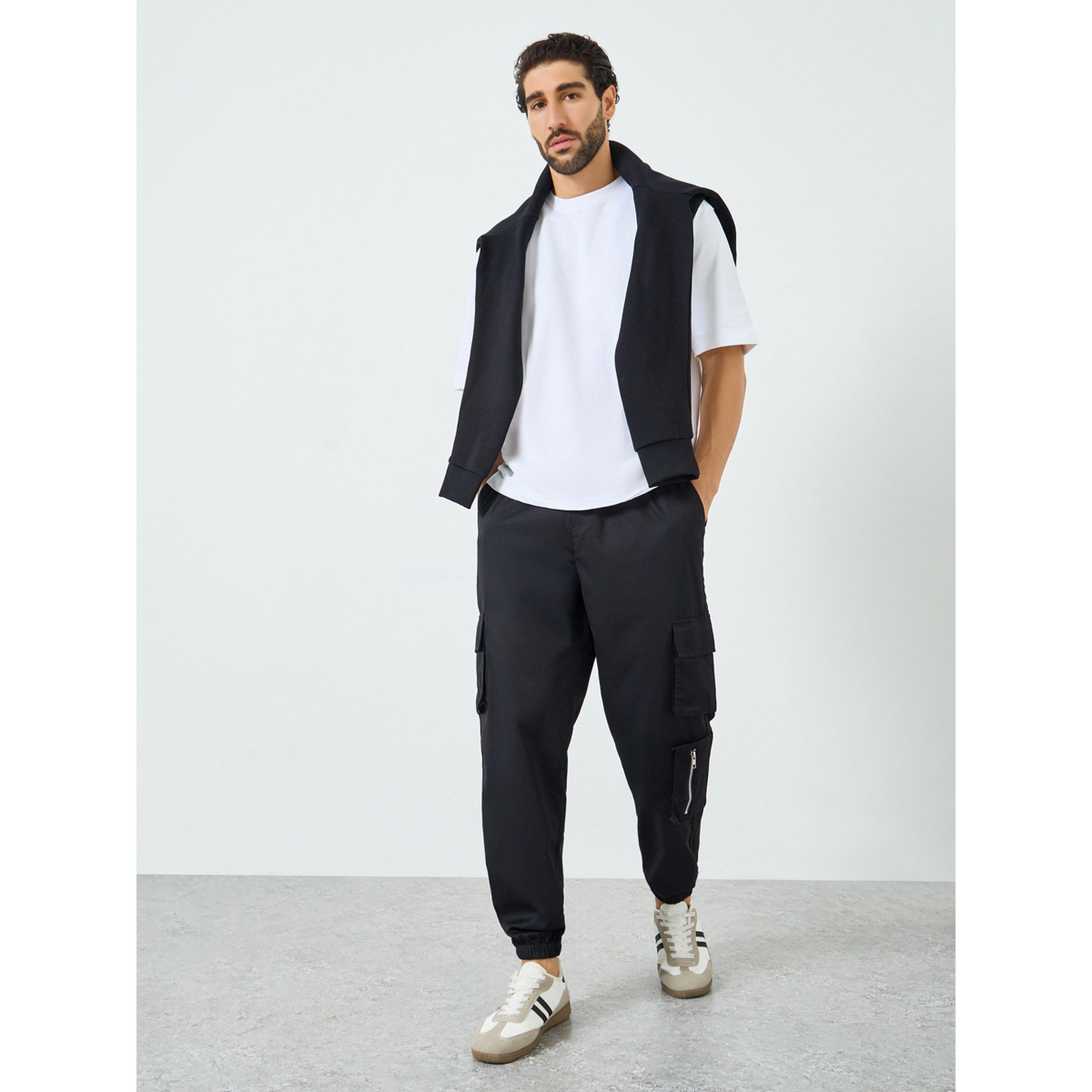 Take Two Men Black Relaxed Fit Cargo Pants-men-clothing-bottoms-joggers-image-2