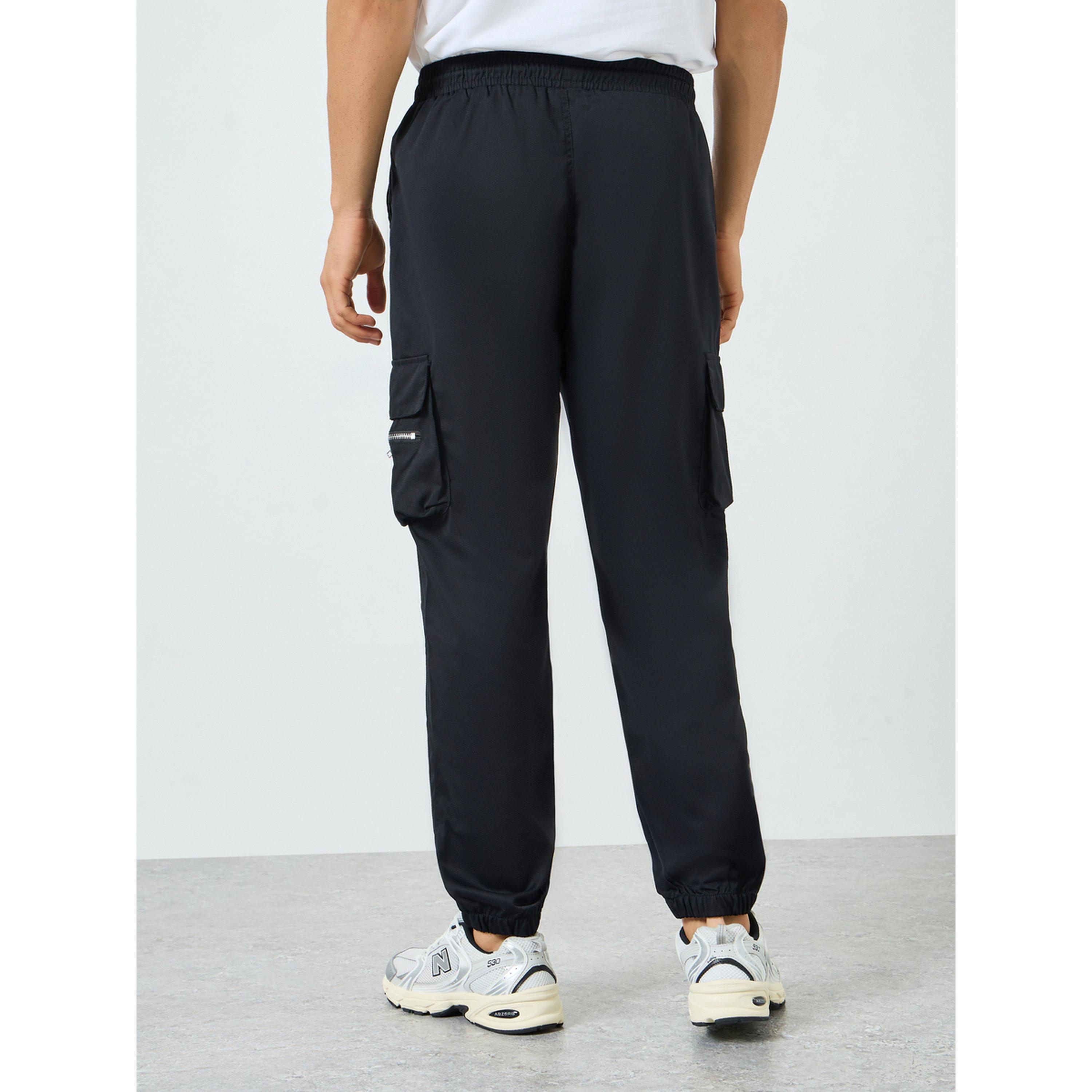 Take Two Men Black Relaxed Fit Cargo Pants-men-clothing-bottoms-joggers-image-4
