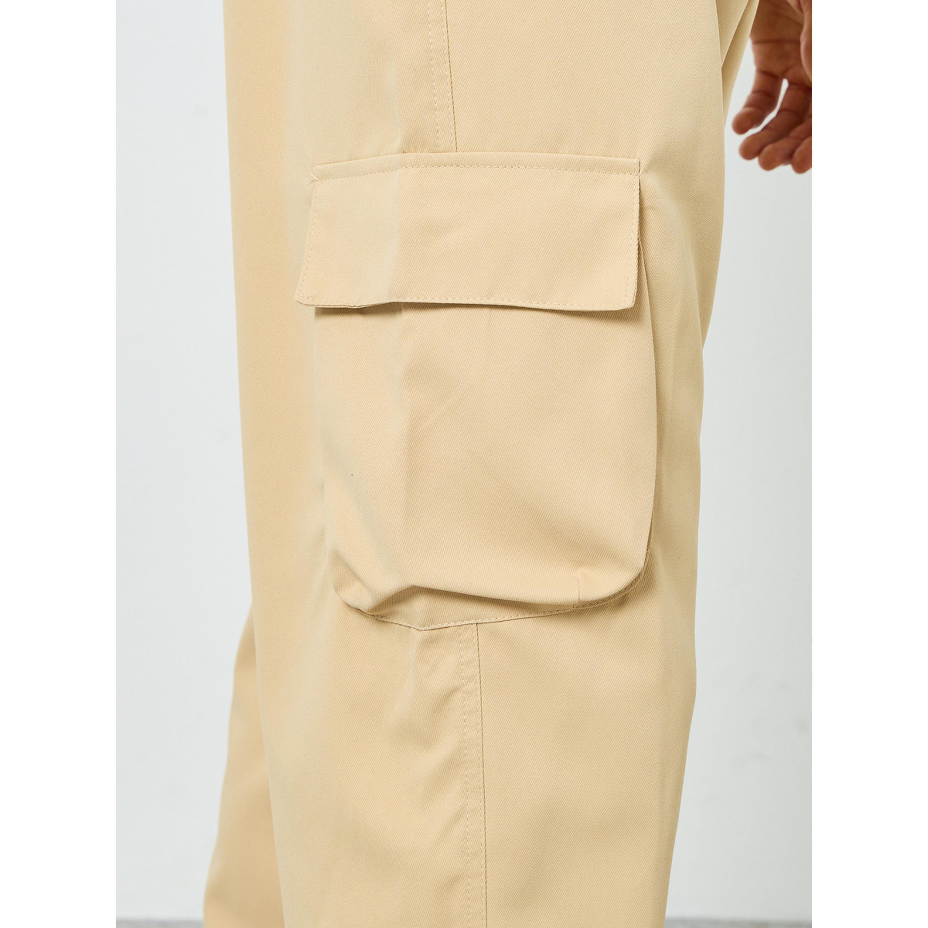 Take Two Men Beige Relaxed Fit Cargo Pants-men-clothing-bottoms-joggers-image-3