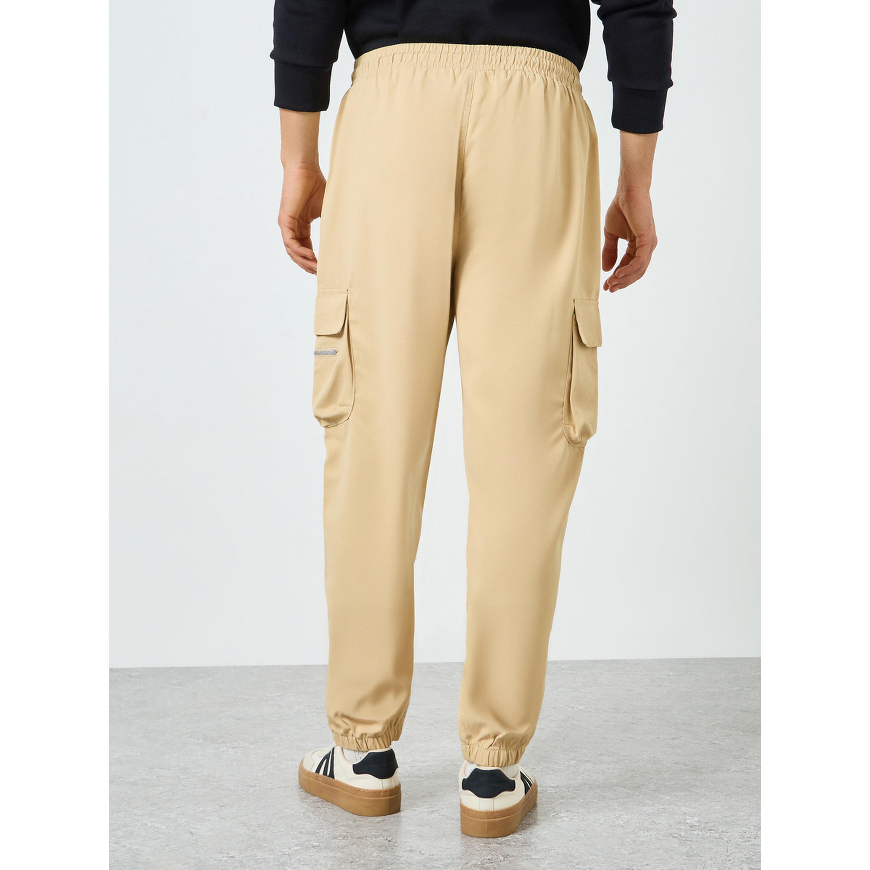 Take Two Men Beige Relaxed Fit Cargo Pants-men-clothing-bottoms-joggers-image-4