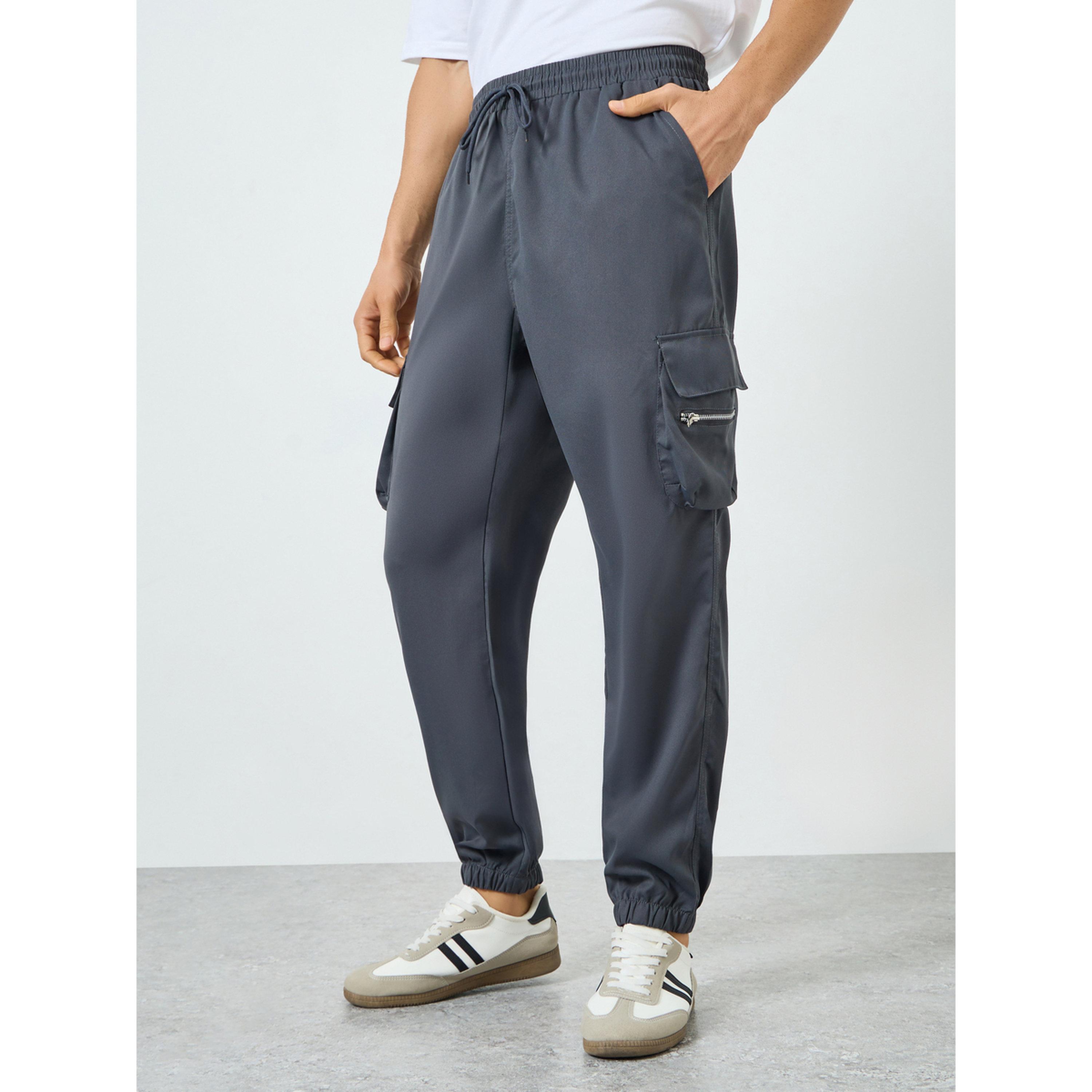 Take Two Men Charcoal Relaxed Fit Cargo Pants-men-clothing-bottoms-joggers-image-1