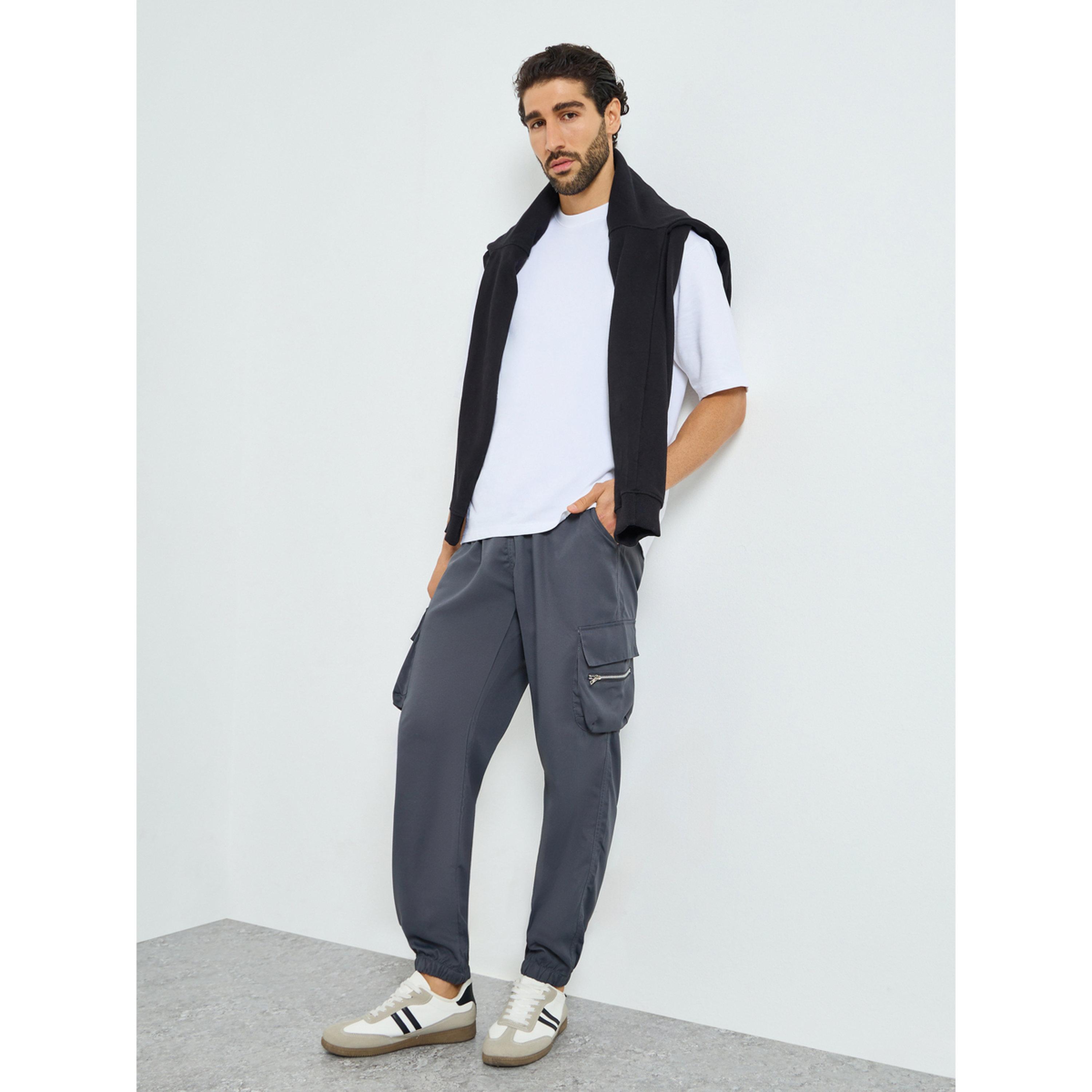 Take Two Men Charcoal Relaxed Fit Cargo Pants-men-clothing-bottoms-joggers-image-2