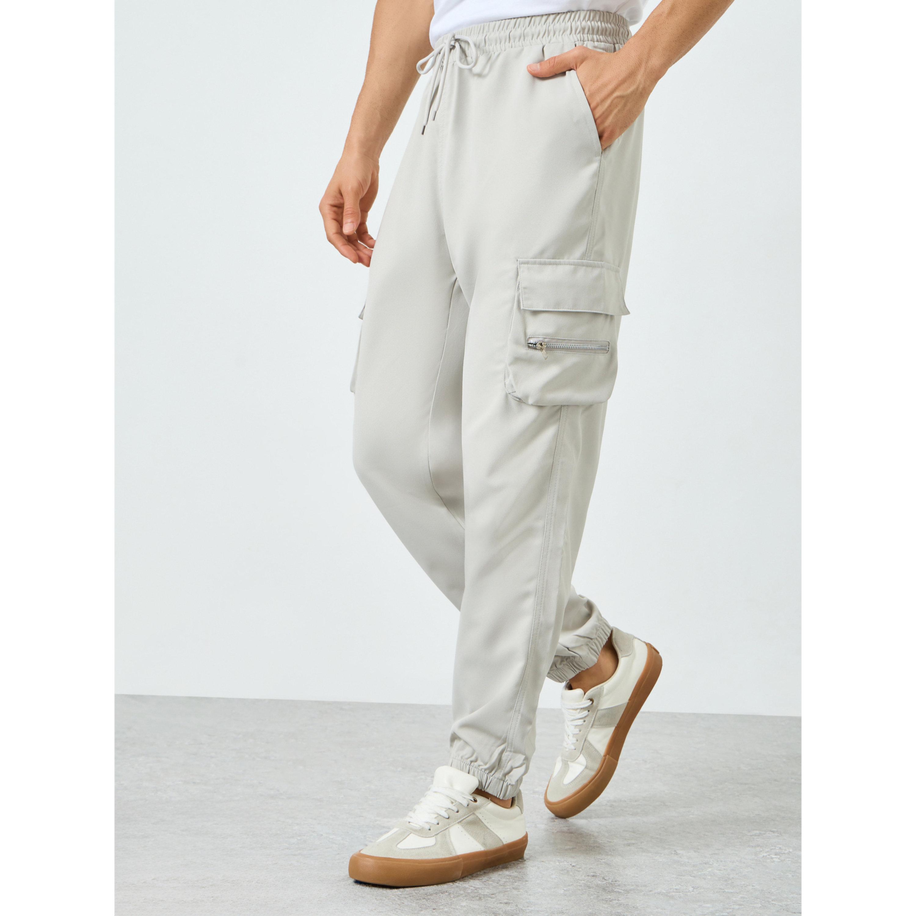 Take Two Men Grey Relaxed Fit Cargo Pants-men-clothing-bottoms-joggers-image-1
