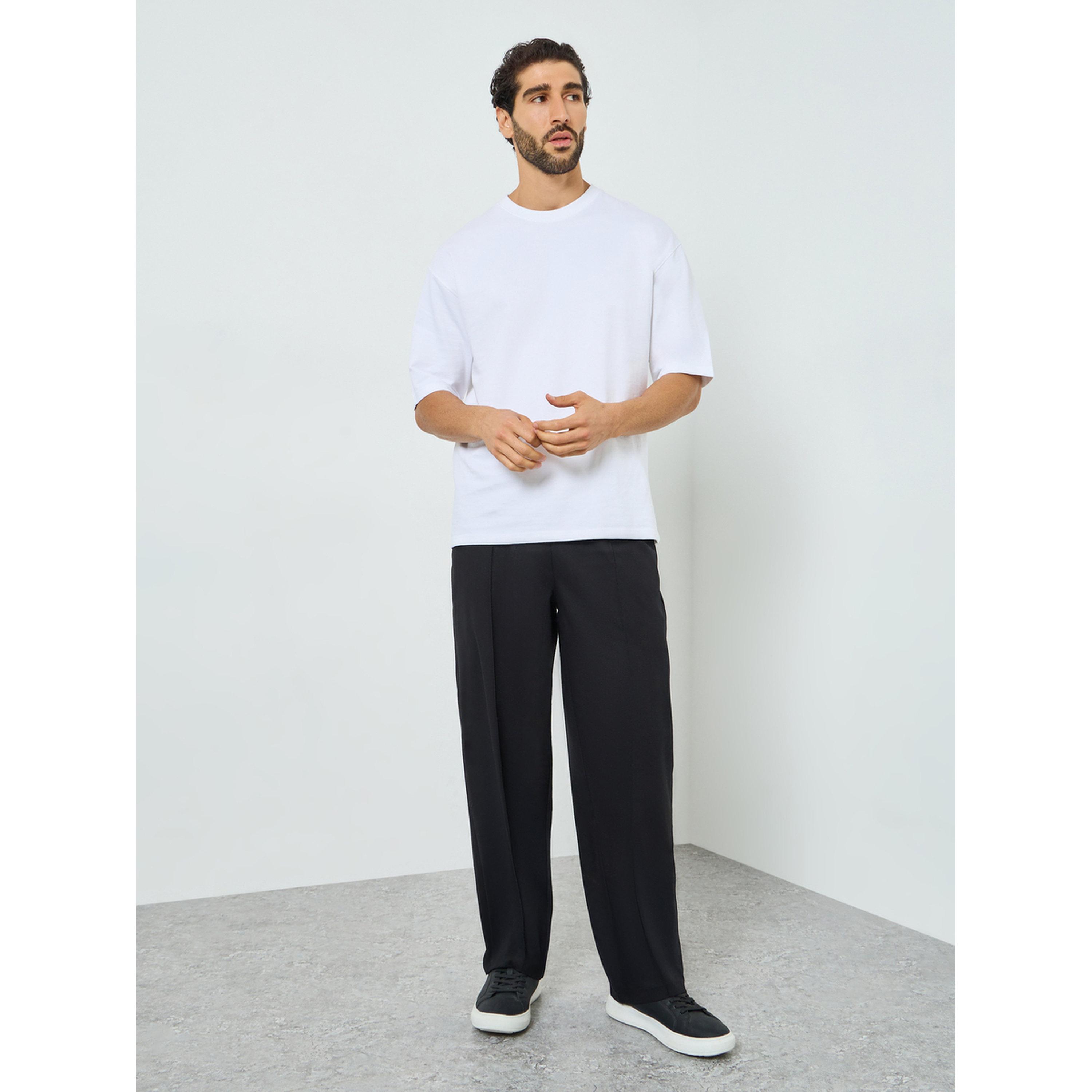 Take Two Men Black Relaxed Fit Trousers with Drawstring-men-clothing-bottoms-joggers-image-2