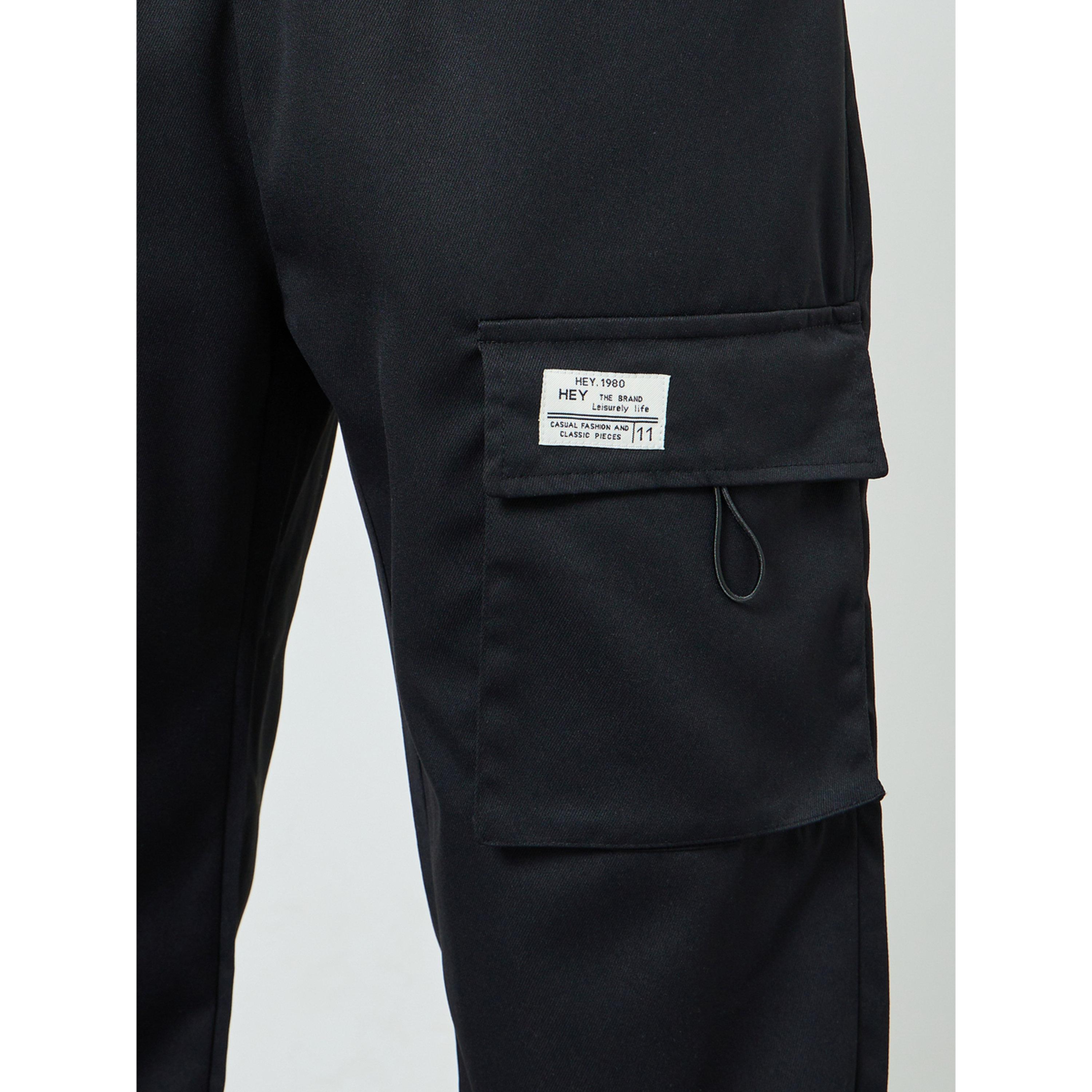 Take Two Men Black Cargo Pants with Drawstring-men-clothing-bottoms-joggers-image-3