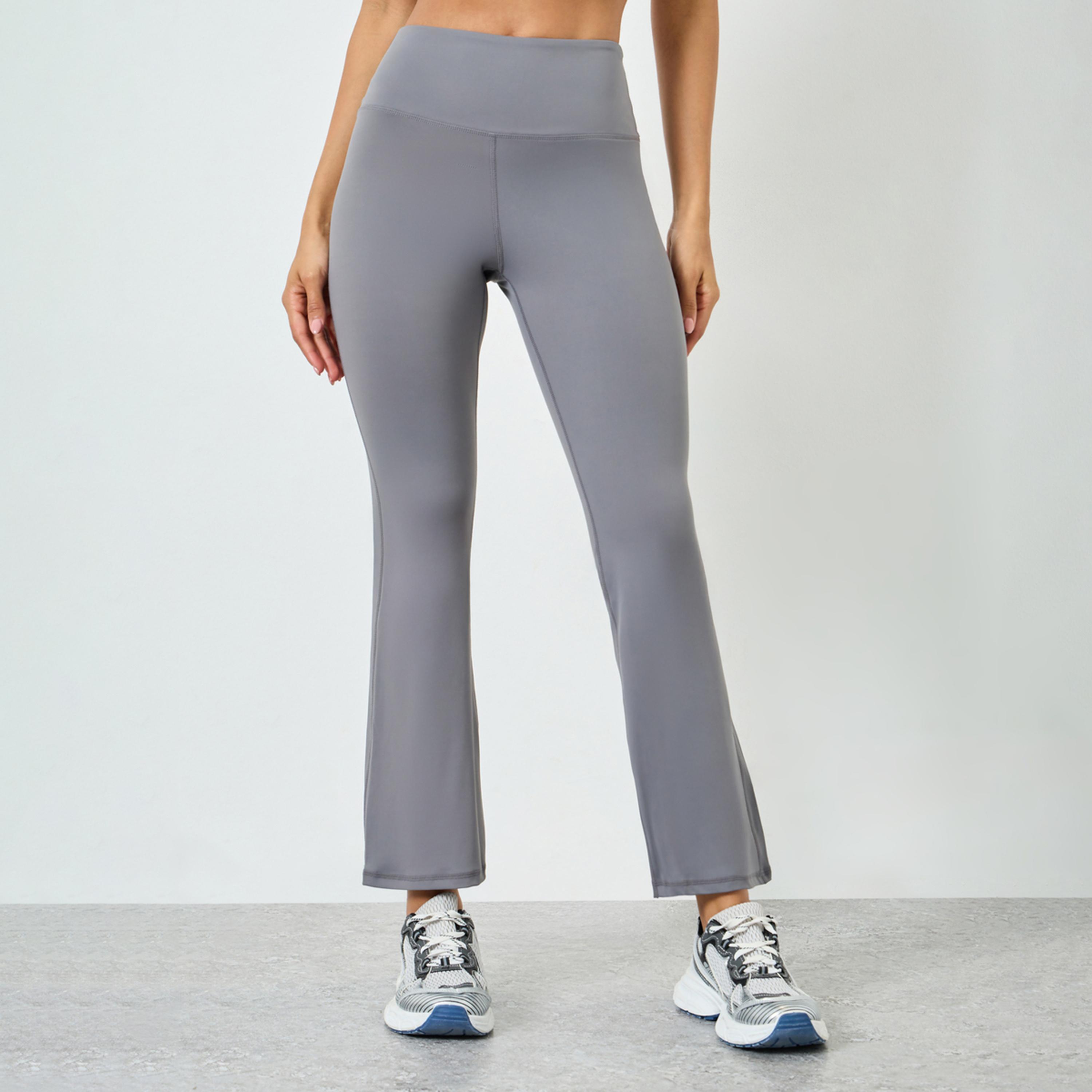 Styli Solid Flared Gym Leggings-women-clothing-bottoms-leggings-image-1