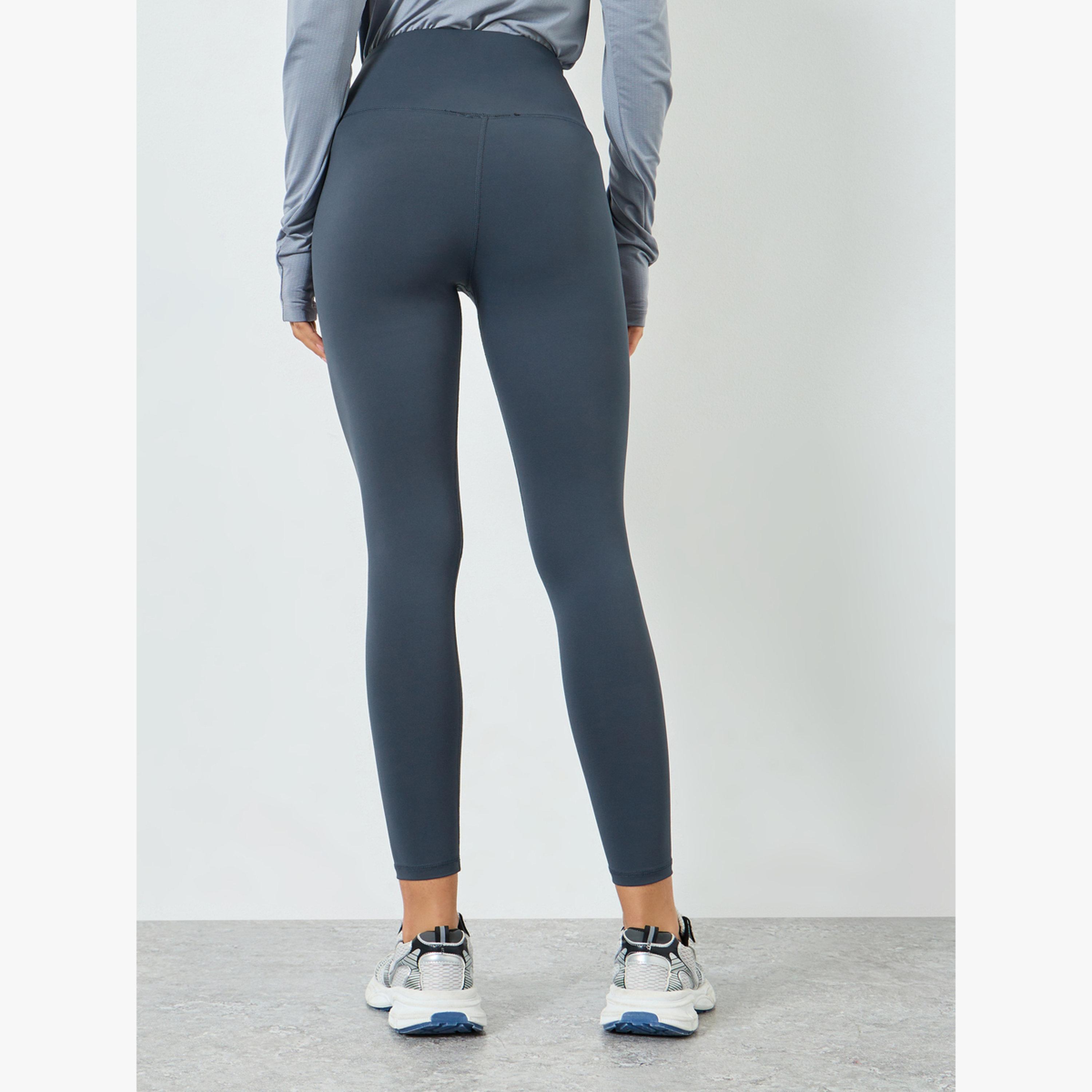 Styli Grey Solid Gym Leggings-women-clothing-bottoms-leggings-image-4