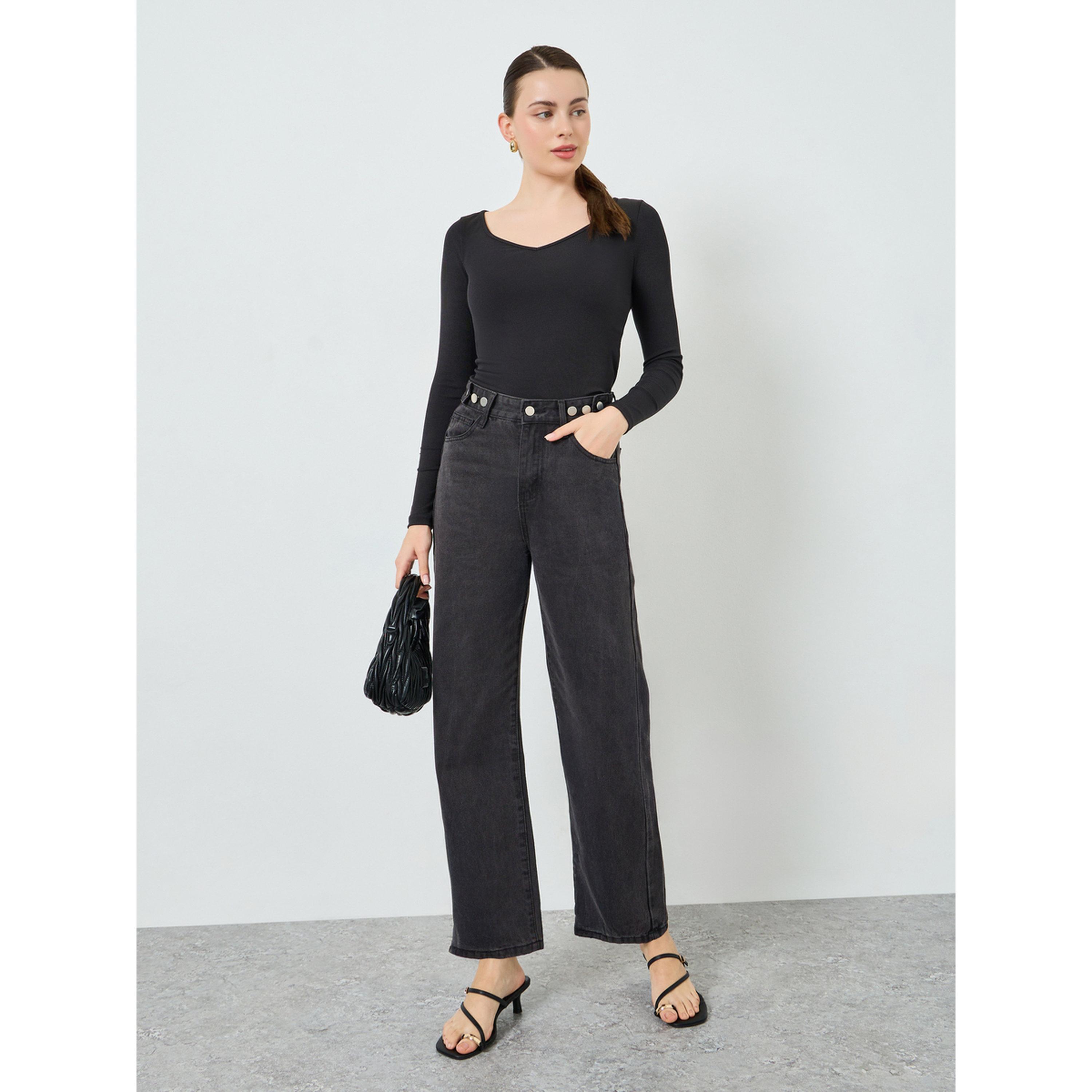 بنطال جينز أسود أرجل واسعة-women-clothing-bottoms-jeans-image-2