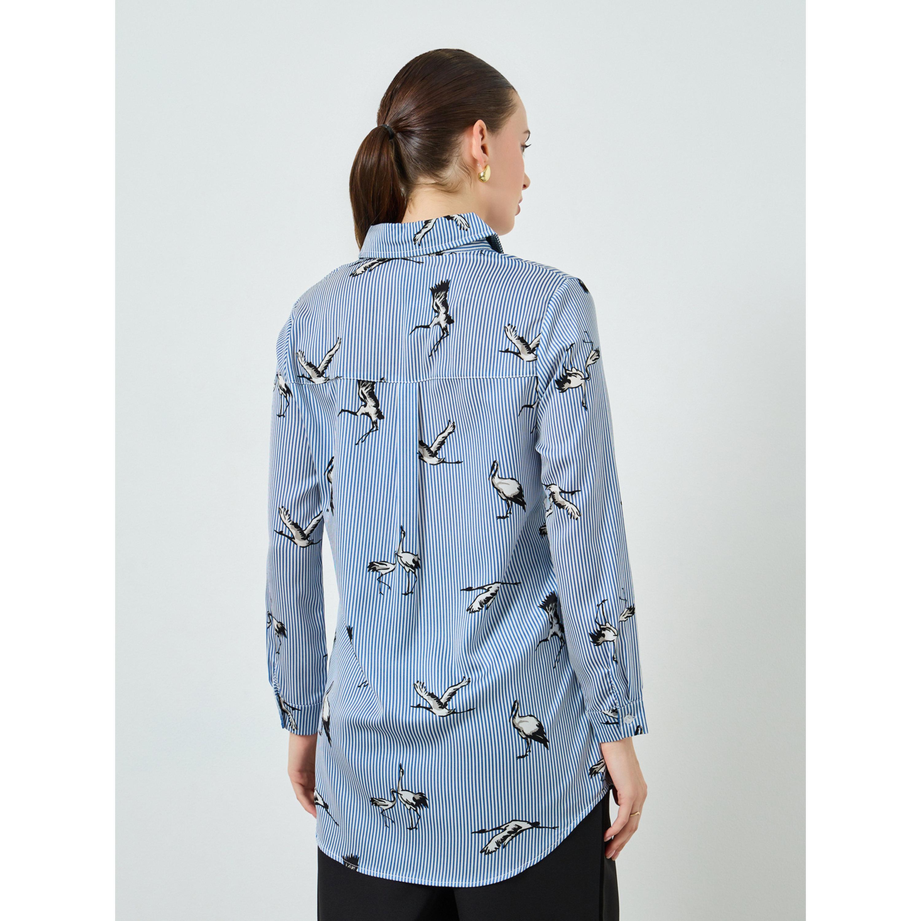 قميص أزرق بأكمام طويلة وطبعة طيور-women-clothing-shirtsandblouses-shirts-image-4