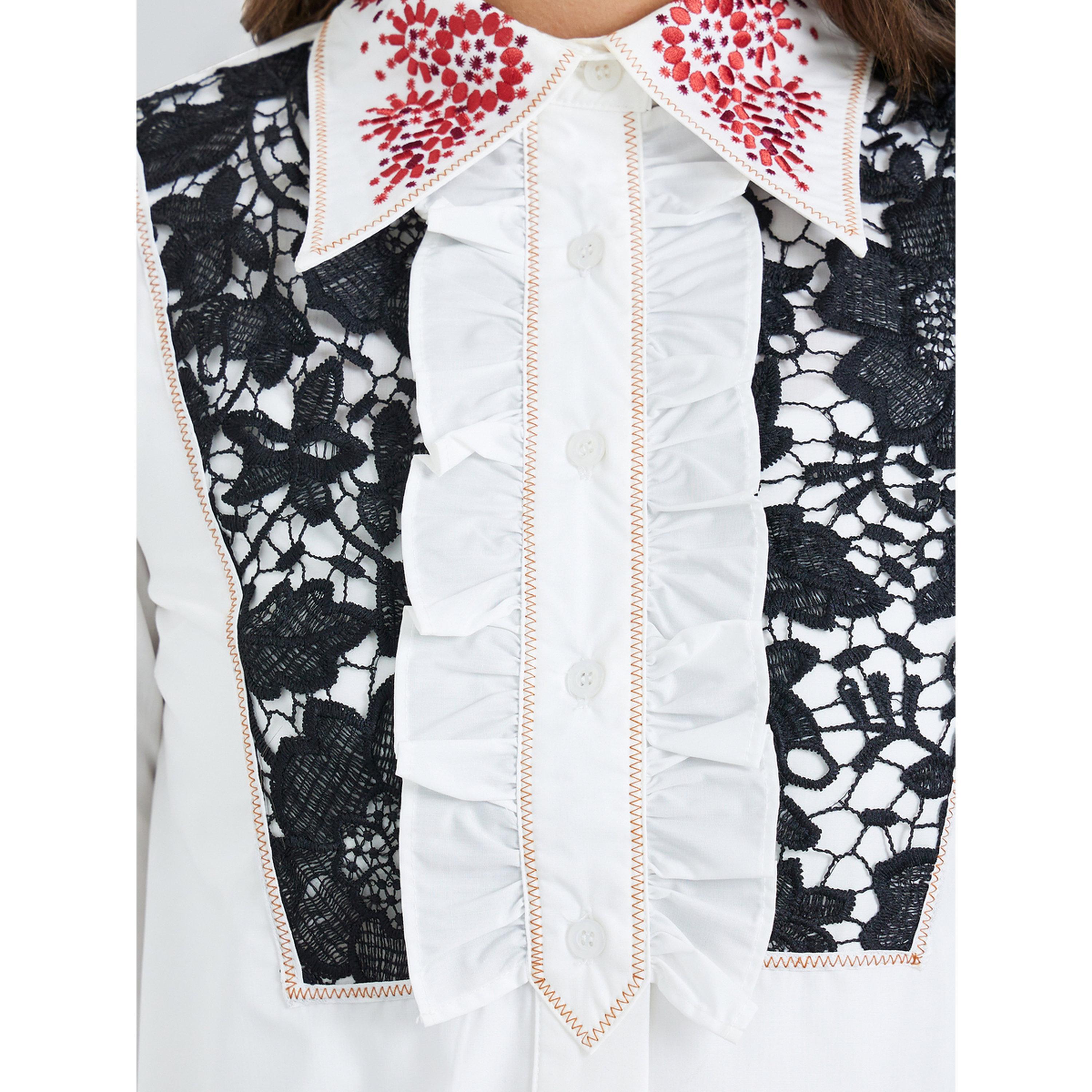 Styli Women White Shirt with Lace and Ruffle Detail-women-clothing-shirtsandblouses-blouses-image-4