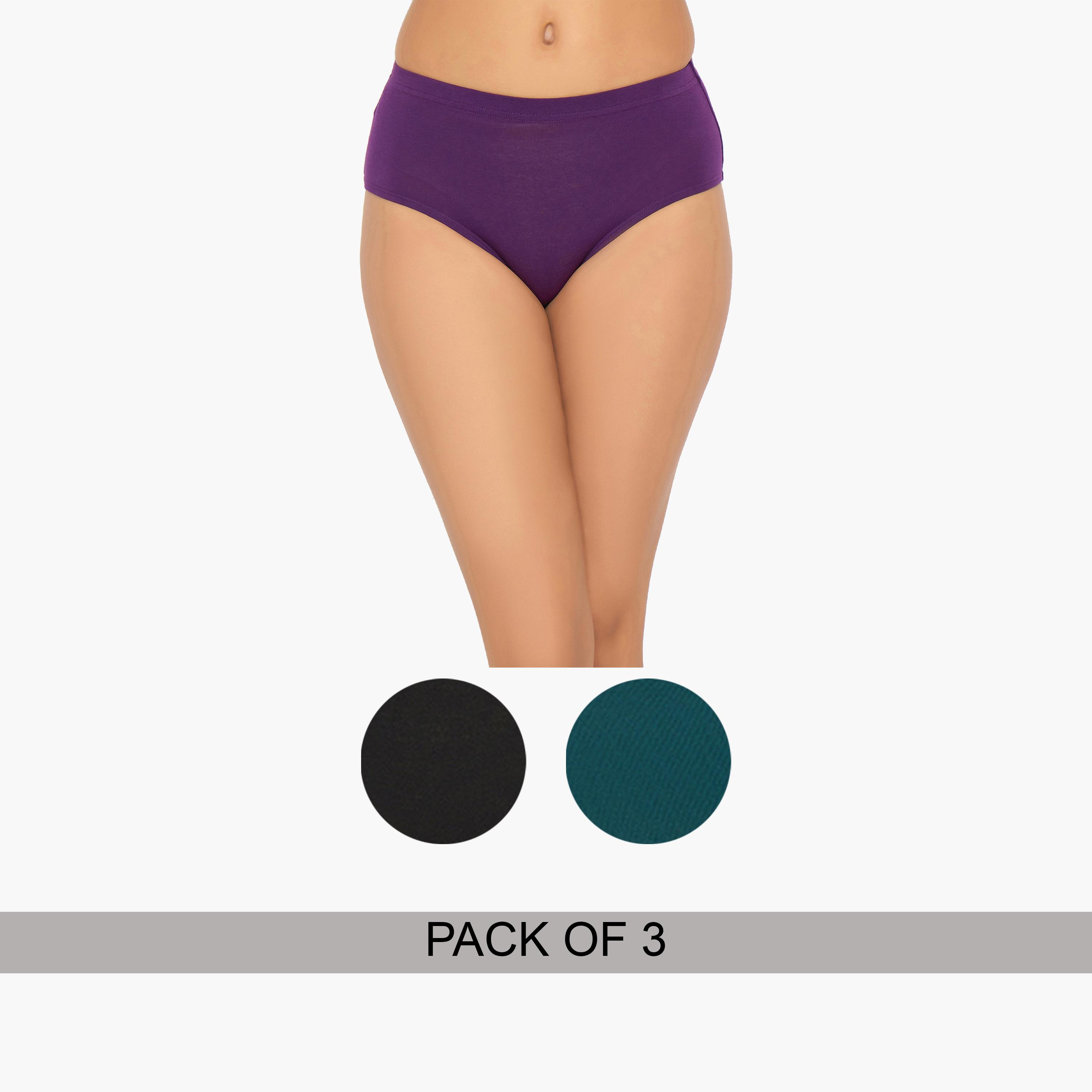 Clovia Pack of 3-Mid Waist Hipster Panties with Inner Elastic - Cotton-women-clothing-lingerie-panties-image-1