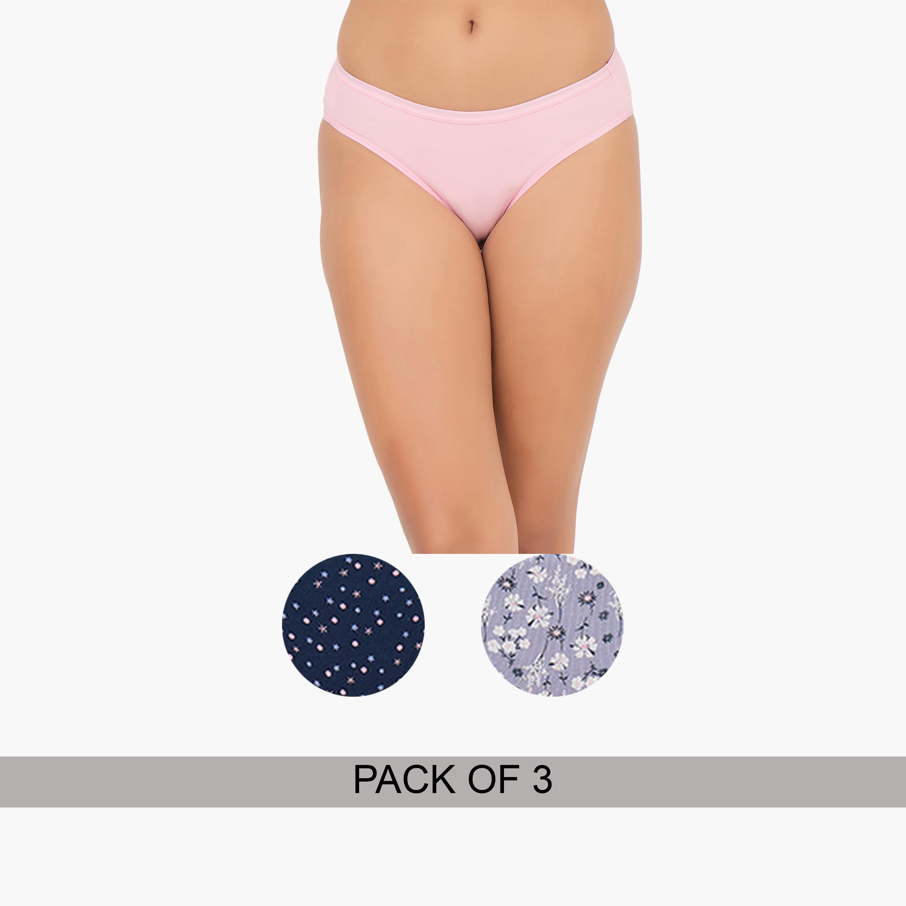 Clovia Pack of 3- Printed Low Waist Bikini - Cotton-women-clothing-lingerie-panties-image-1