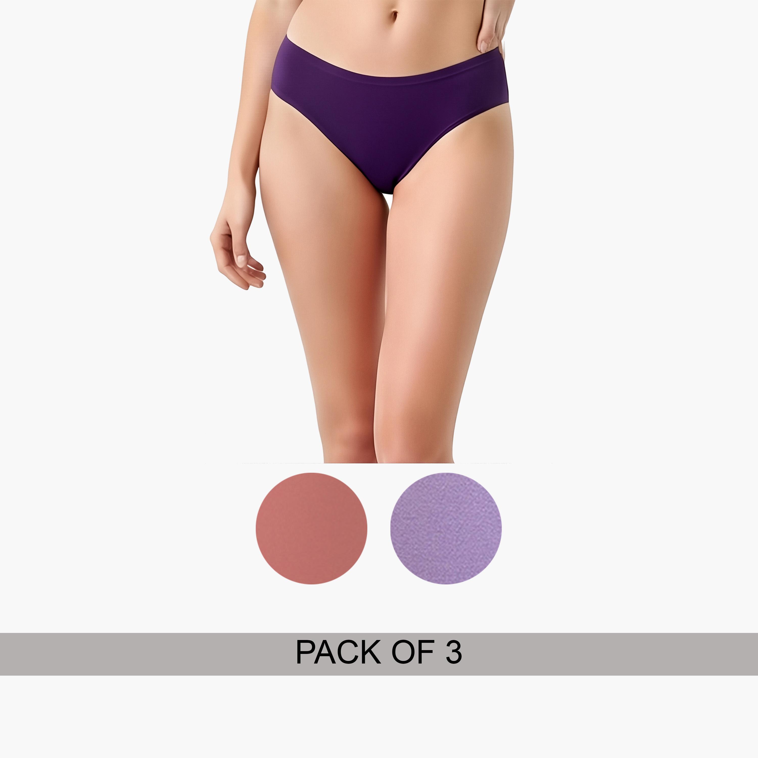 Clovia Pack of 3-Mid Waist Hipster Panties with Inner Elastic - Cotton-women-clothing-lingerie-panties-image-1