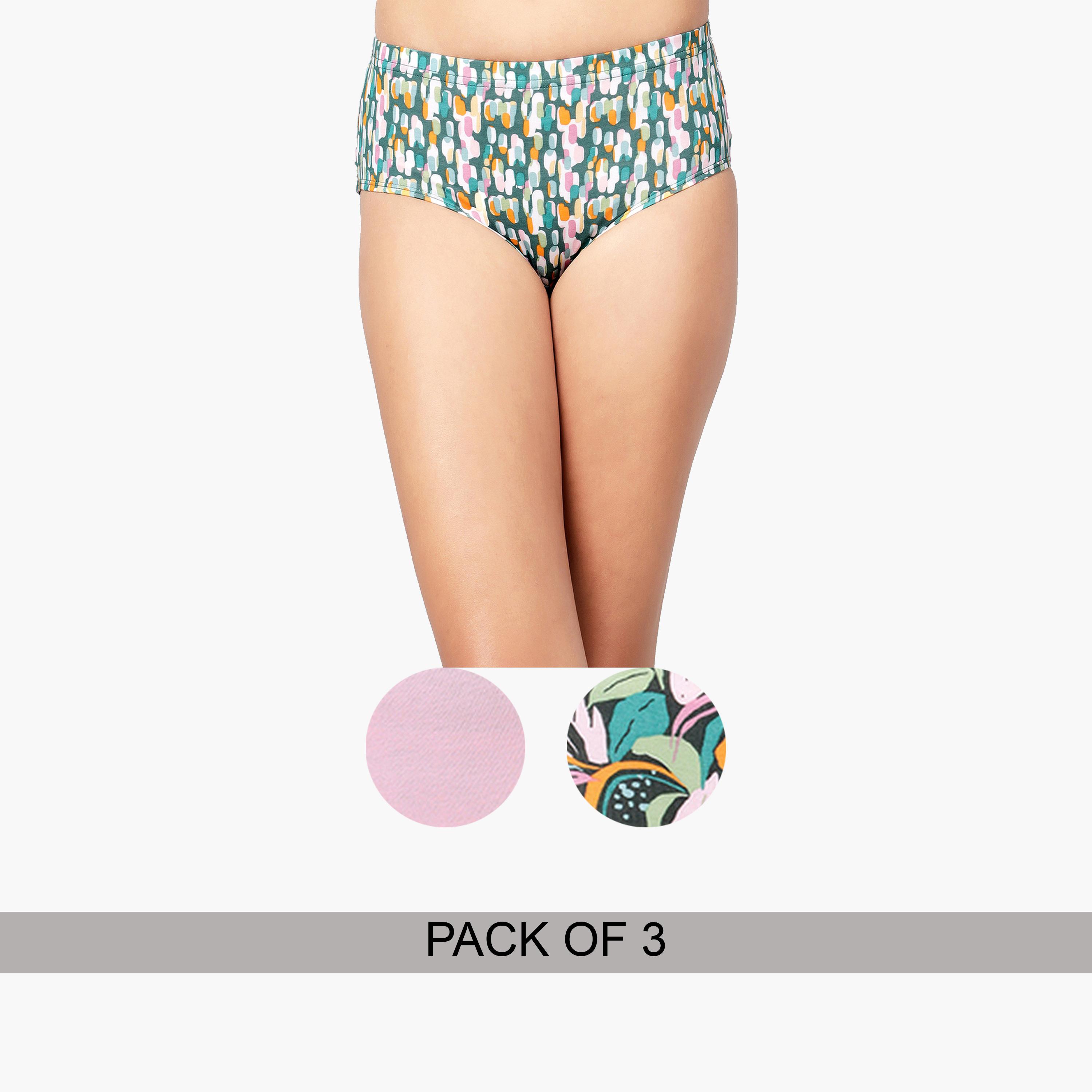 Clovia Pack of 3-Mid Hipster Bikini with Inner Elastic - Cotton-women-clothing-lingerie-panties-image-1