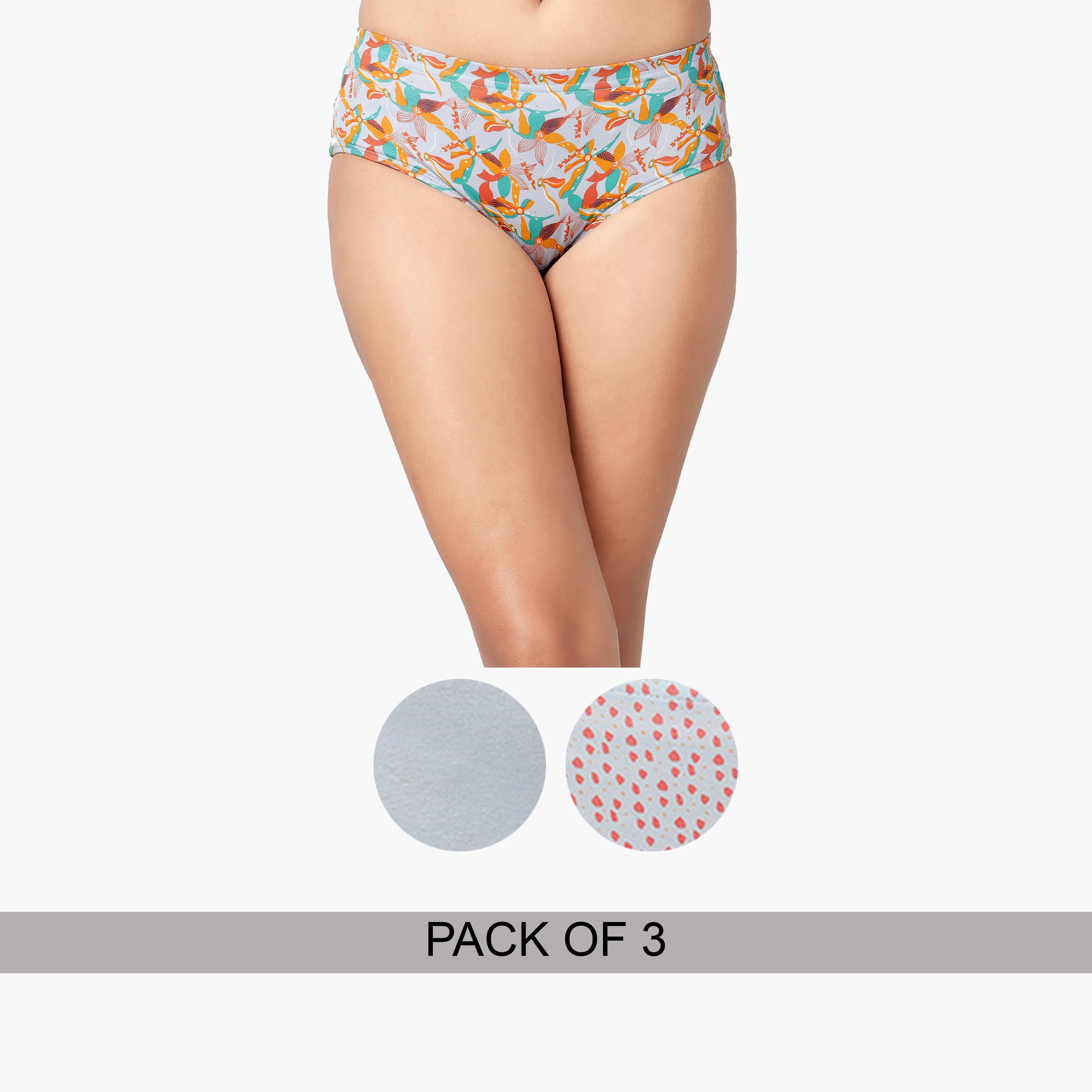 Clovia Pack of 3-Mid Waist Hipster Panties with Inner Elastic - Cotton-women-clothing-lingerie-panties-image-1