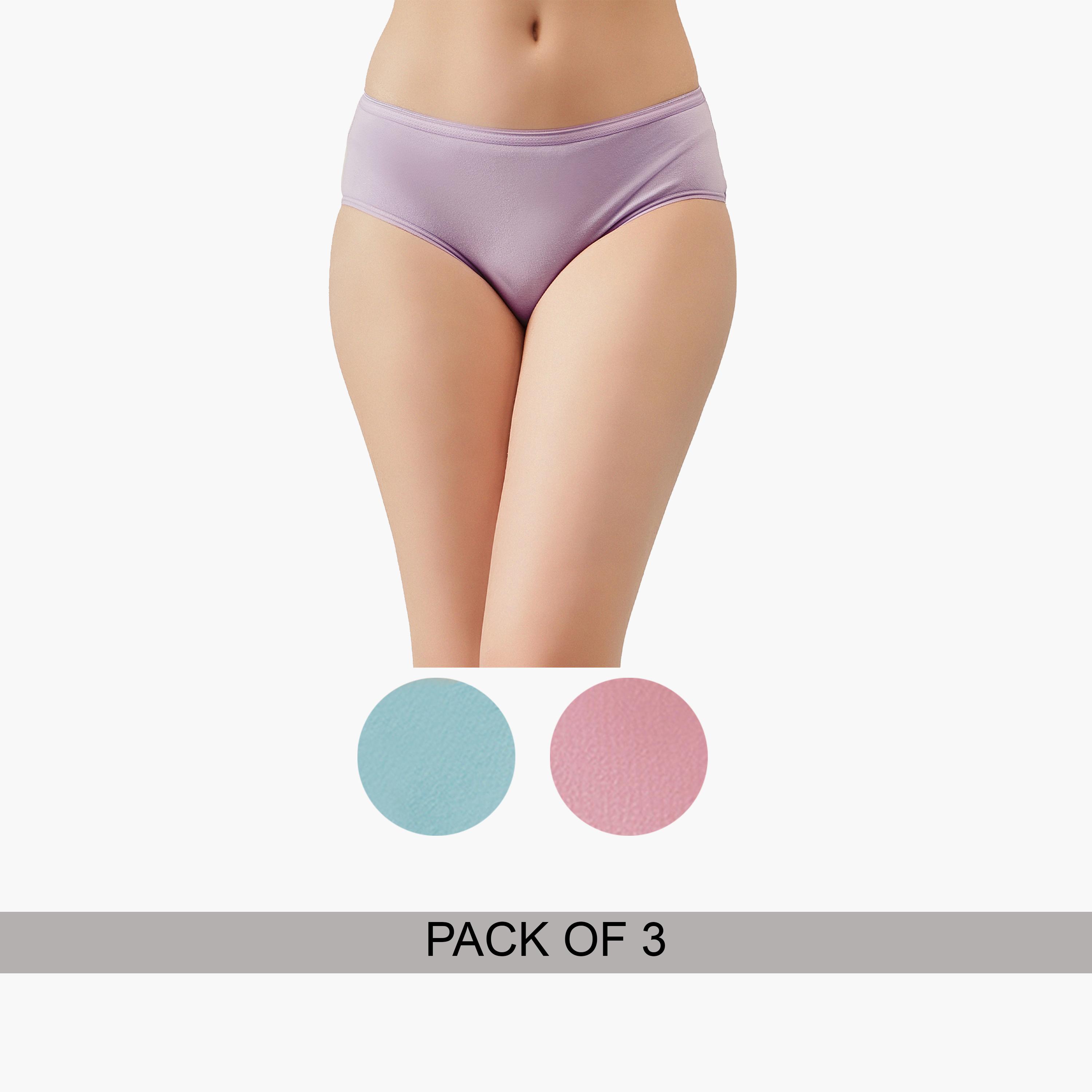 Clovia Pack of 3-Mid Hipster Bikini with Inner Elastic - Cotton-women-clothing-lingerie-panties-image-1