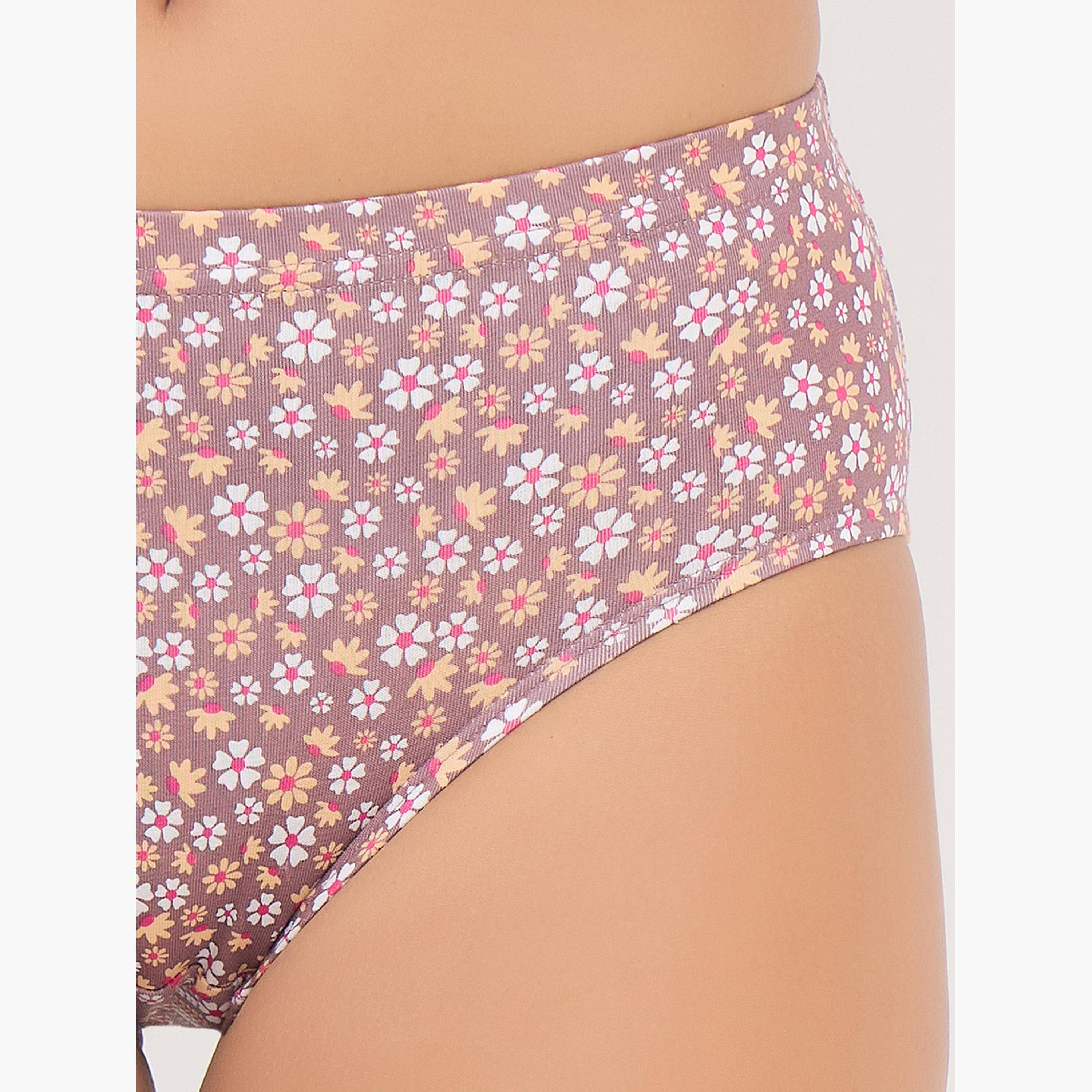 Clovia Pack of 3-Mid Waist Floral Print Hipster Panties - Cotton-women-clothing-lingerie-panties-image-3