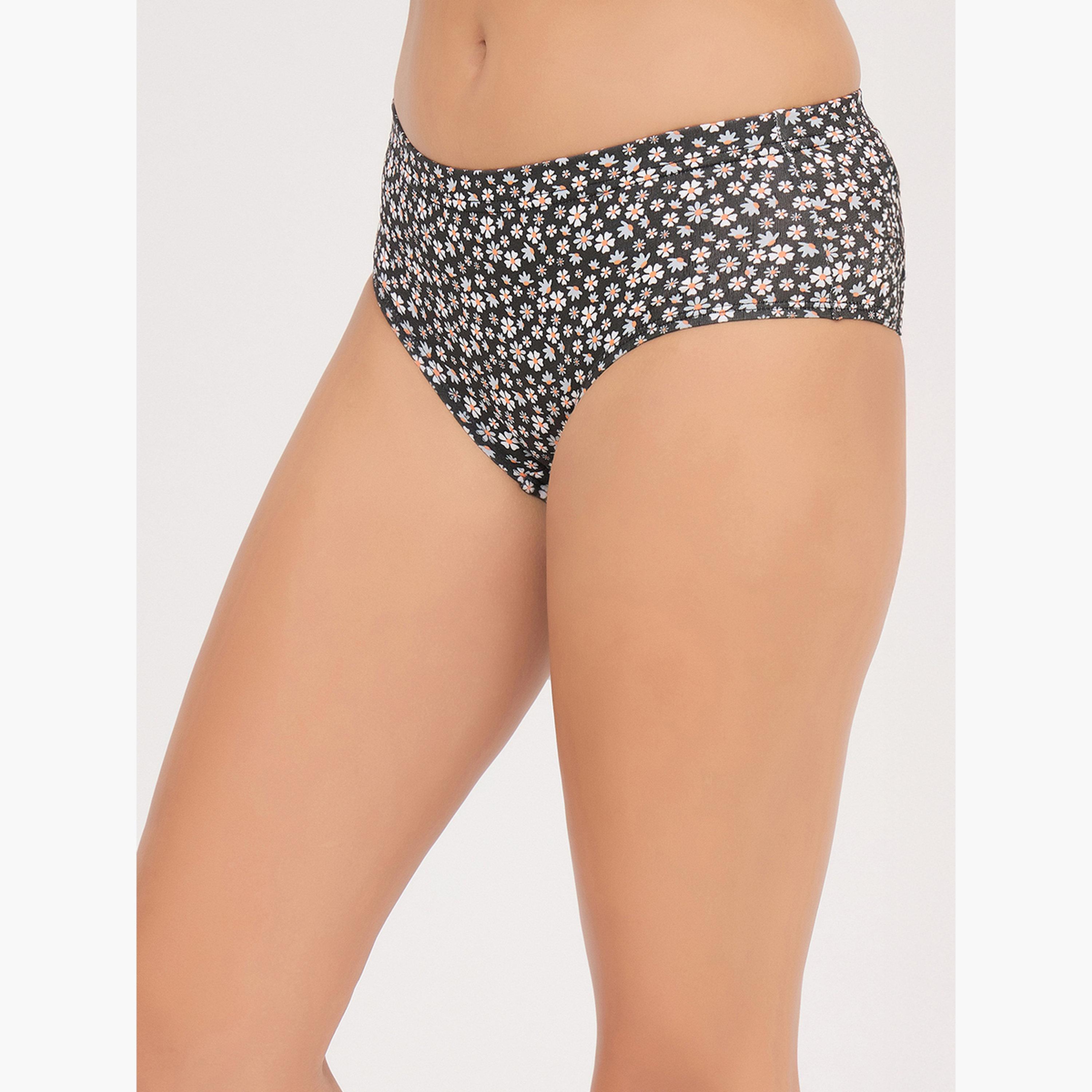 Clovia Pack of 3-Mid Waist Floral Print Hipster Panties - Cotton-women-clothing-lingerie-panties-image-6