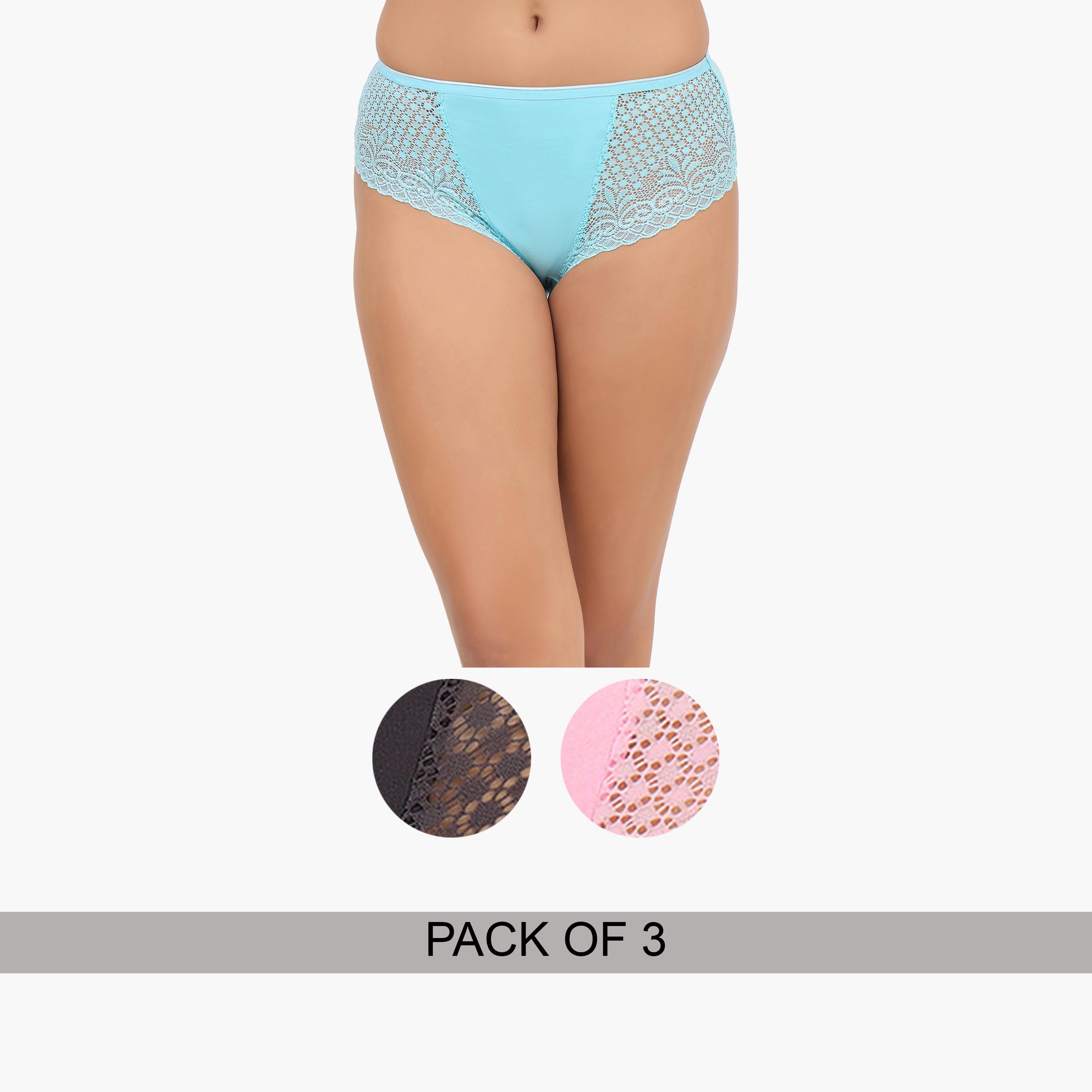 طقم سراويل داخلية هيبستر بتفاصيل دانتيل من 3 قطع-women-clothing-lingerie-panties-image-1