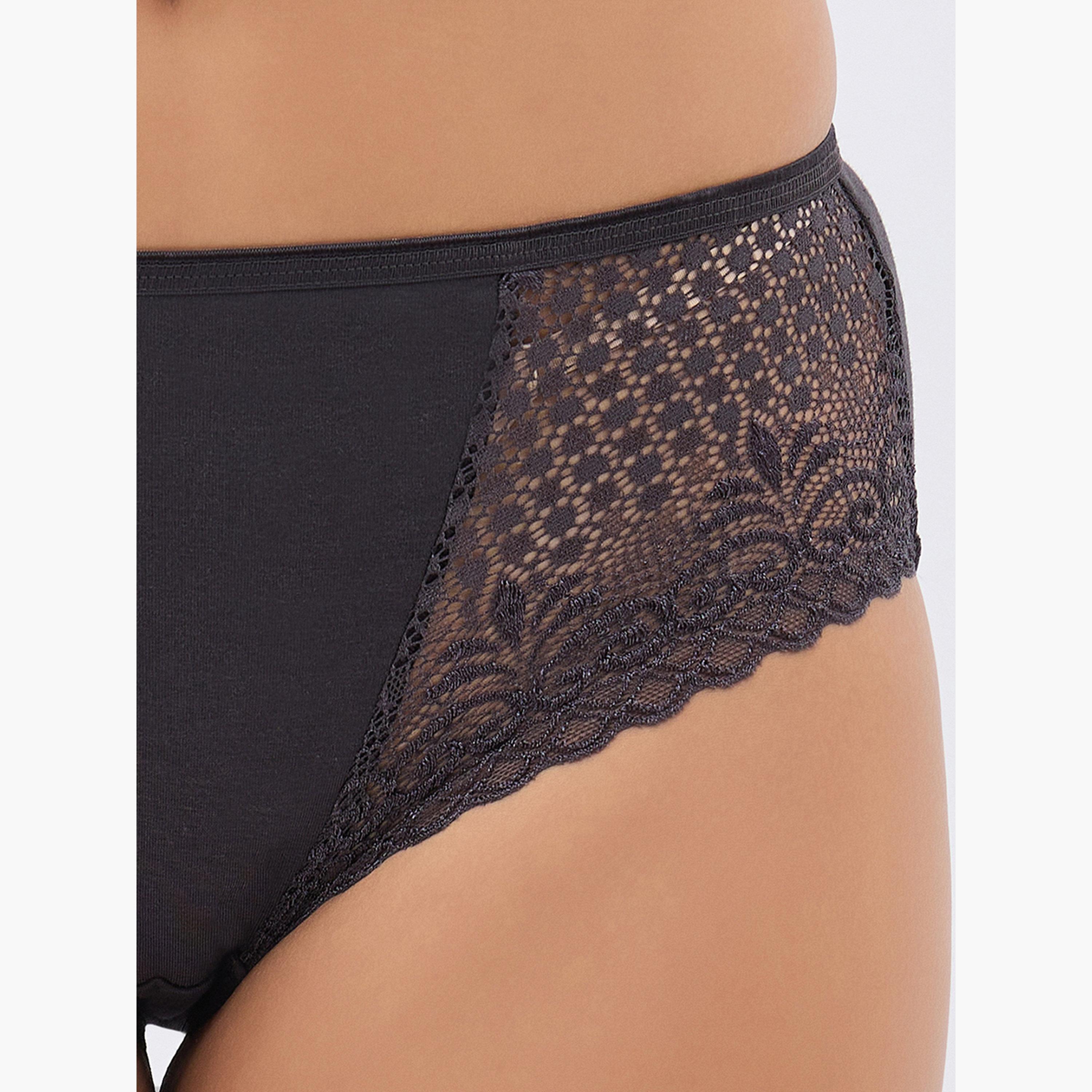 طقم سراويل داخلية هيبستر بتفاصيل دانتيل من 3 قطع-women-clothing-lingerie-panties-image-3
