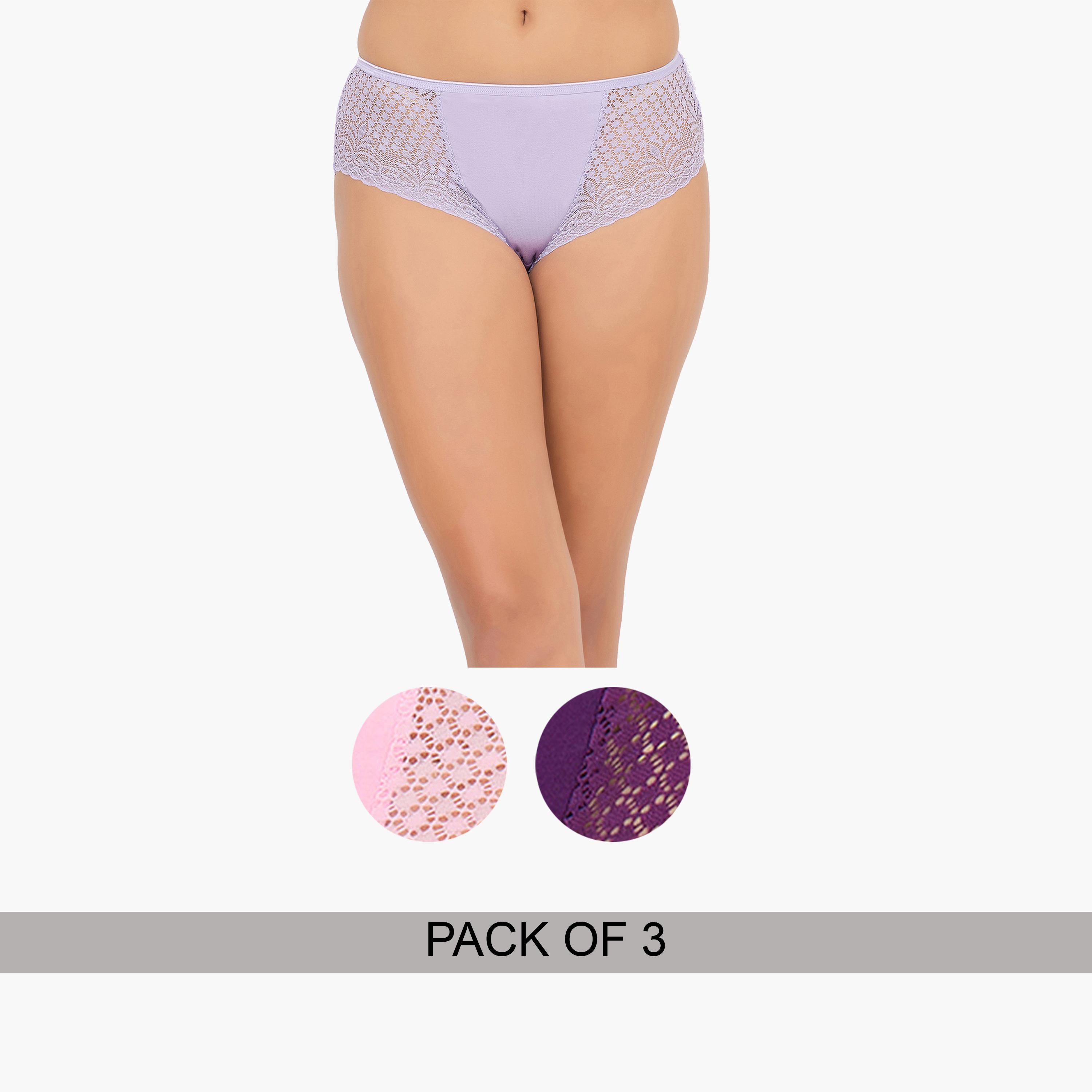 طقم سراويل داخلية هيبستر بتفاصيل دانتيل من 3 قطع-women-clothing-lingerie-panties-image-1