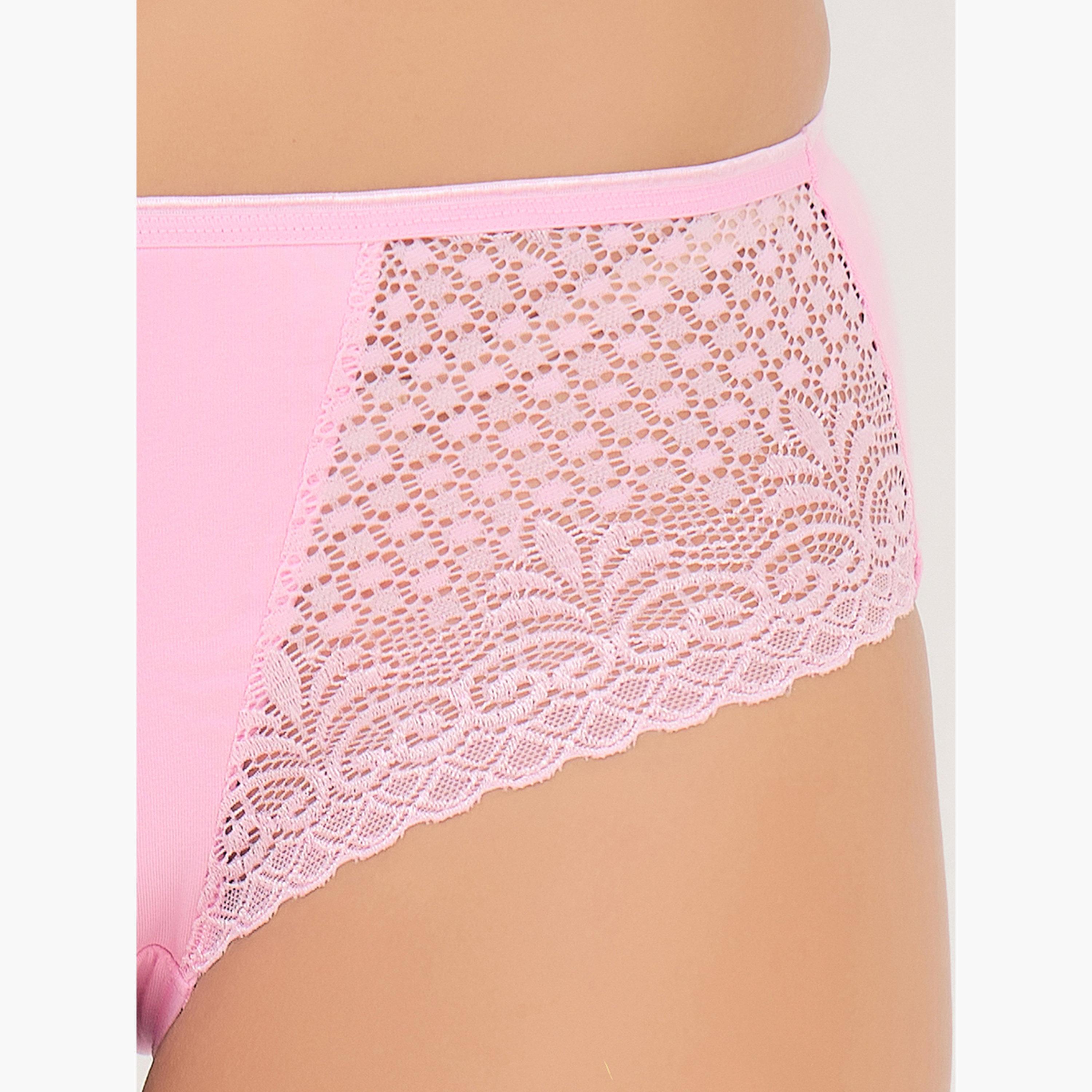 طقم سراويل داخلية هيبستر بتفاصيل دانتيل من 3 قطع-women-clothing-lingerie-panties-image-3