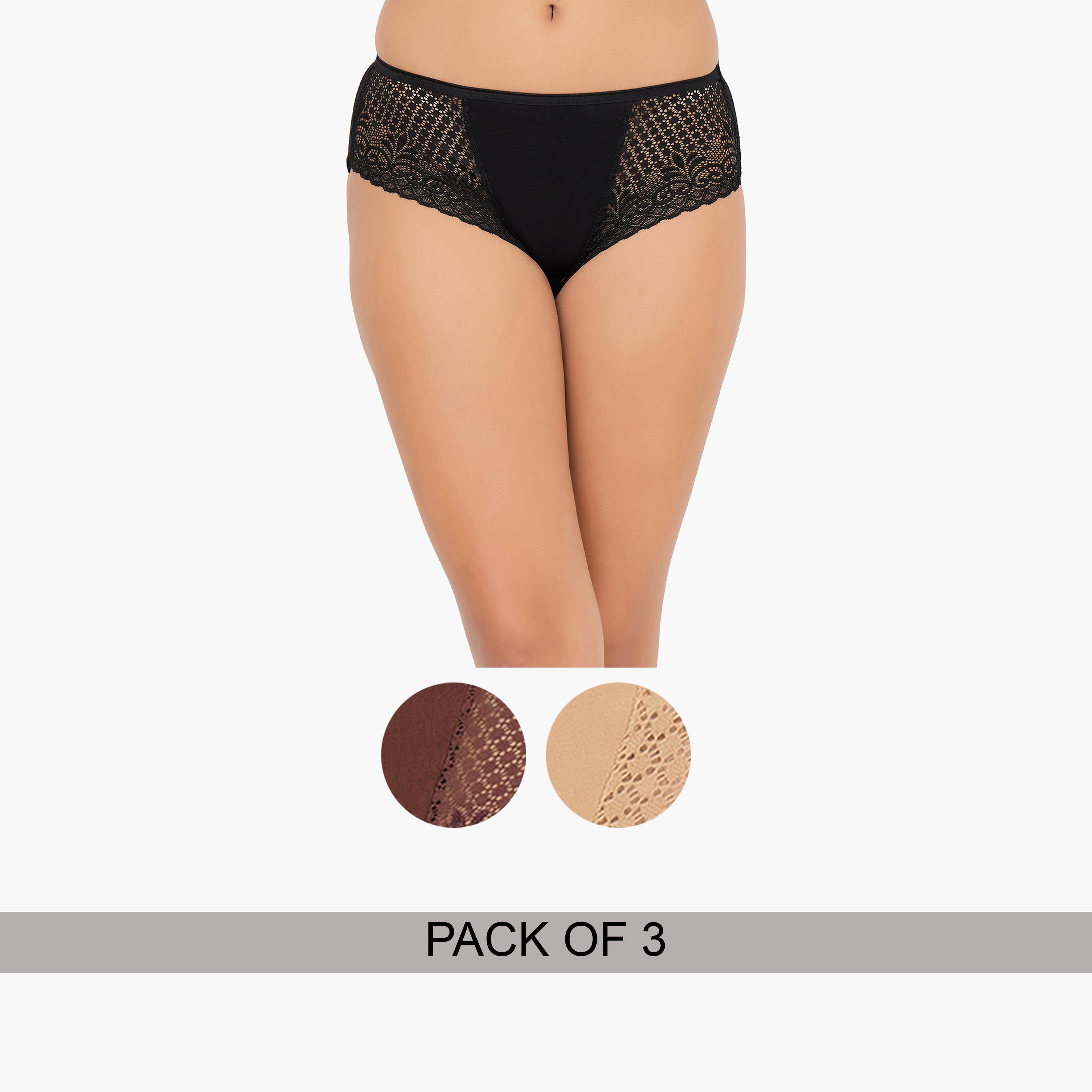طقم سراويل داخلية هيبستر بتفاصيل دانتيل من 3 قطع-women-clothing-lingerie-panties-image-1