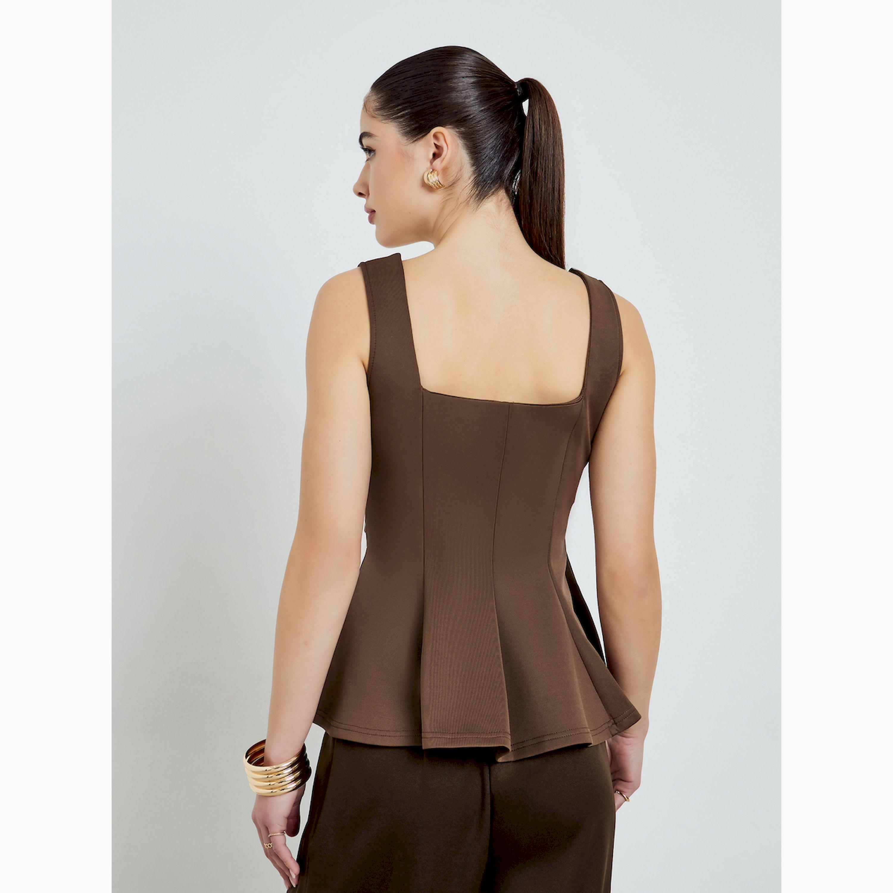 بلوزة بيبلوم بحمالات عريضة وكسرات-women-clothing-shirtsandblouses-blouses-image-4
