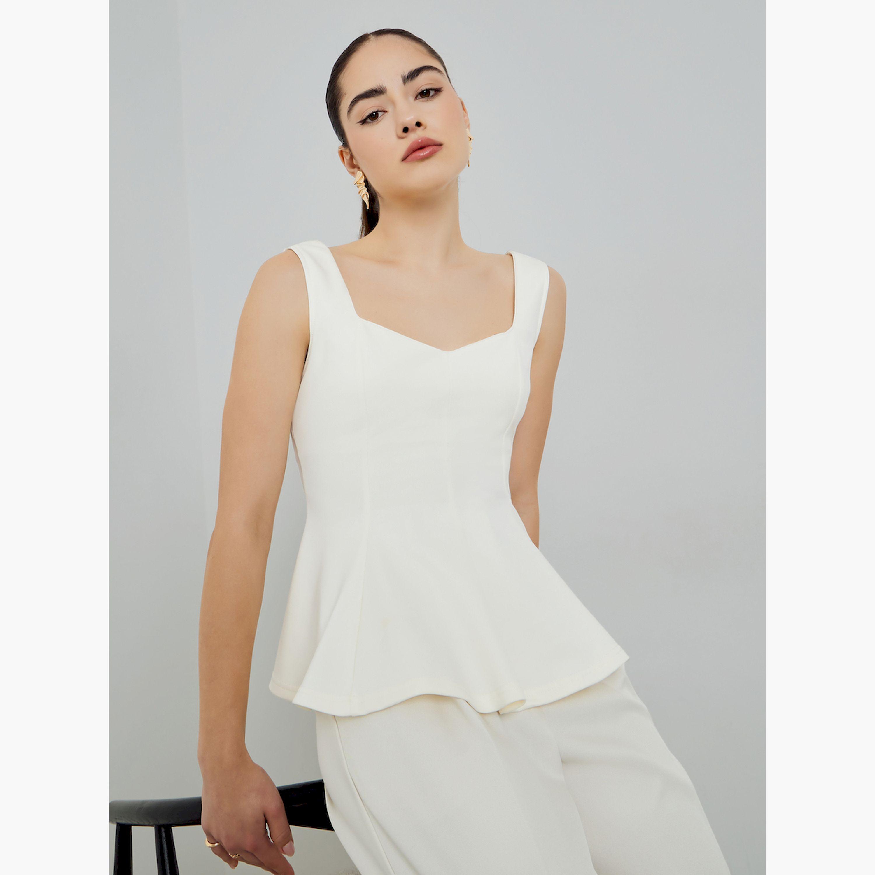 Styli Off White Sleeveless Peplum Top-women-clothing-shirtsandblouses-blouses-image-3
