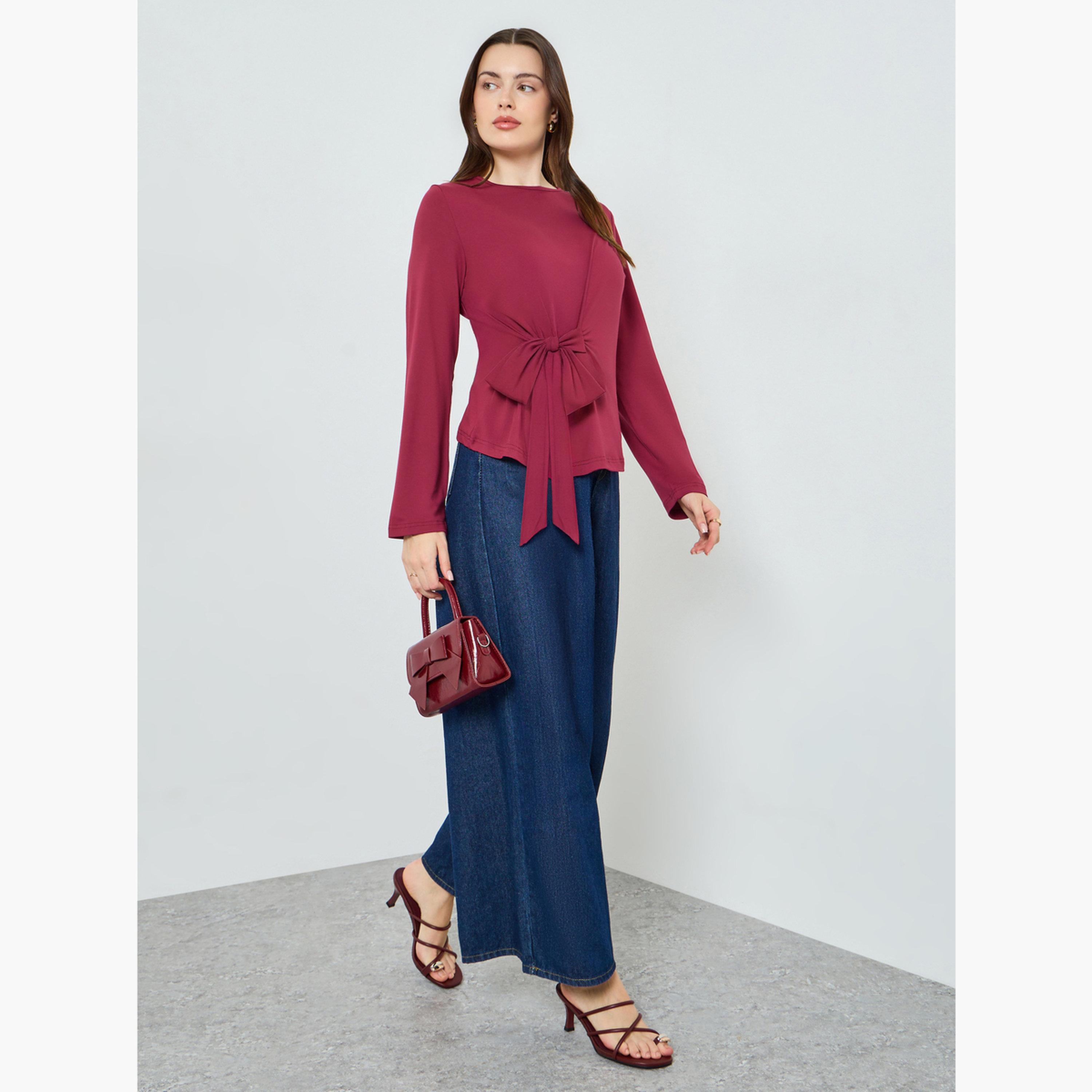 Styli Women Tie-Up Wrap Top with Long Sleeves-women-clothing-shirtsandblouses-blouses-image-2