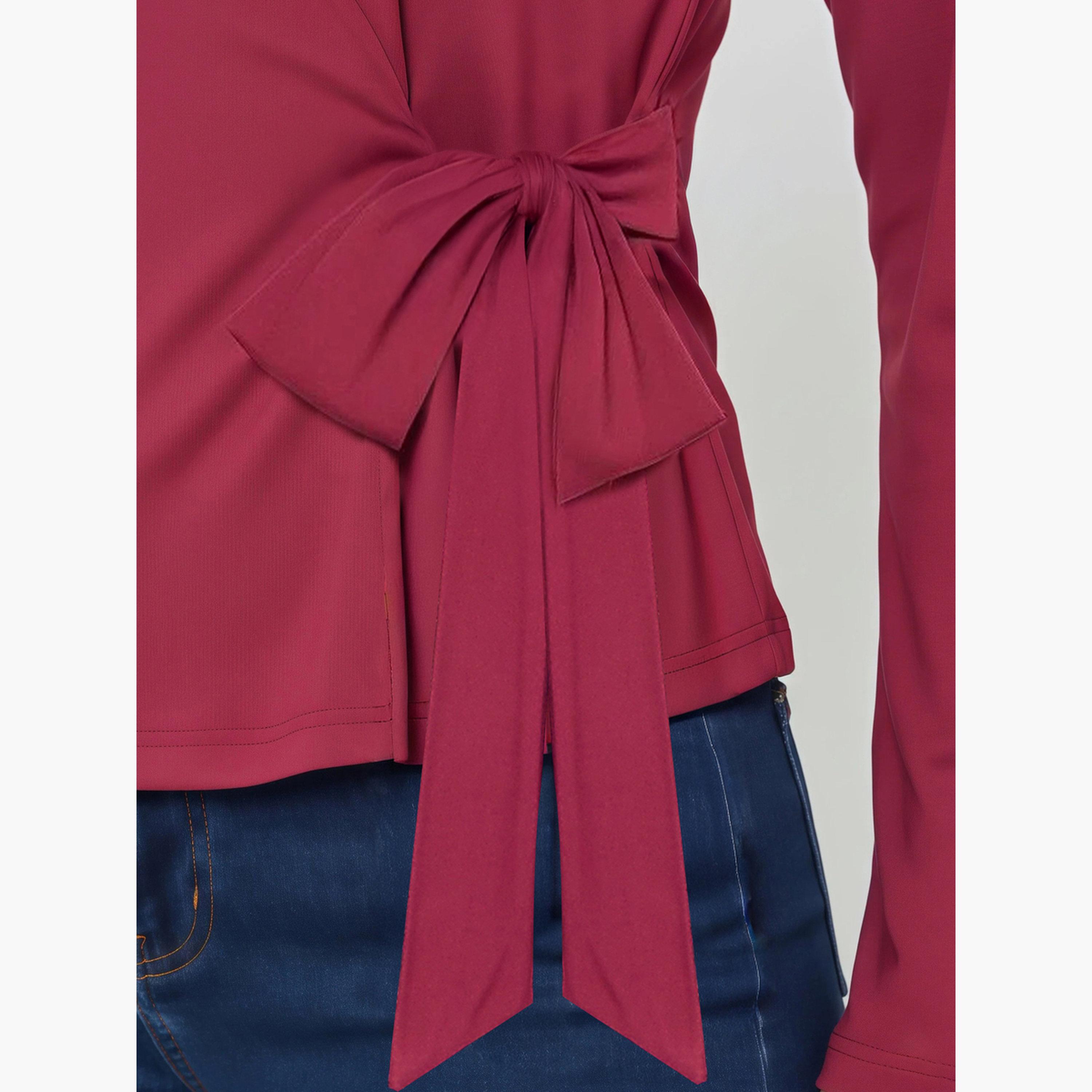 بلوزة لف برباط وأكمام طويلة-women-clothing-shirtsandblouses-blouses-image-3