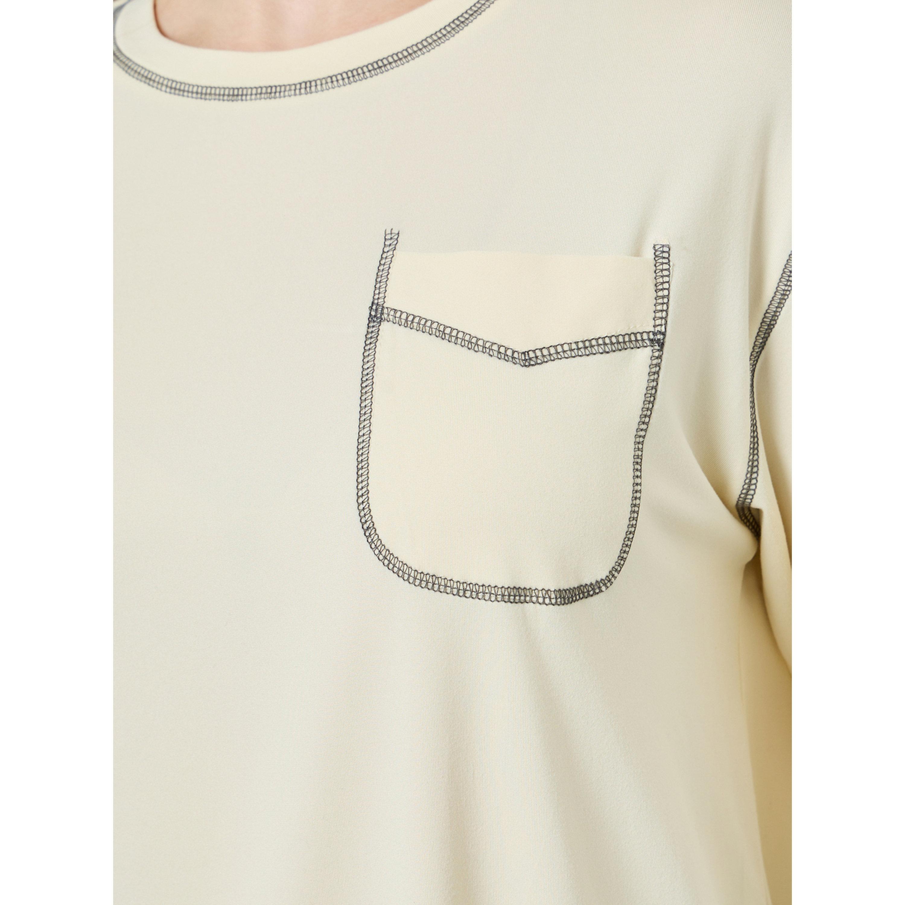 Styli Beige Long Sleeve Oversized T-Shirt with Pocket Detail-women-clothing-tshirts-image-4